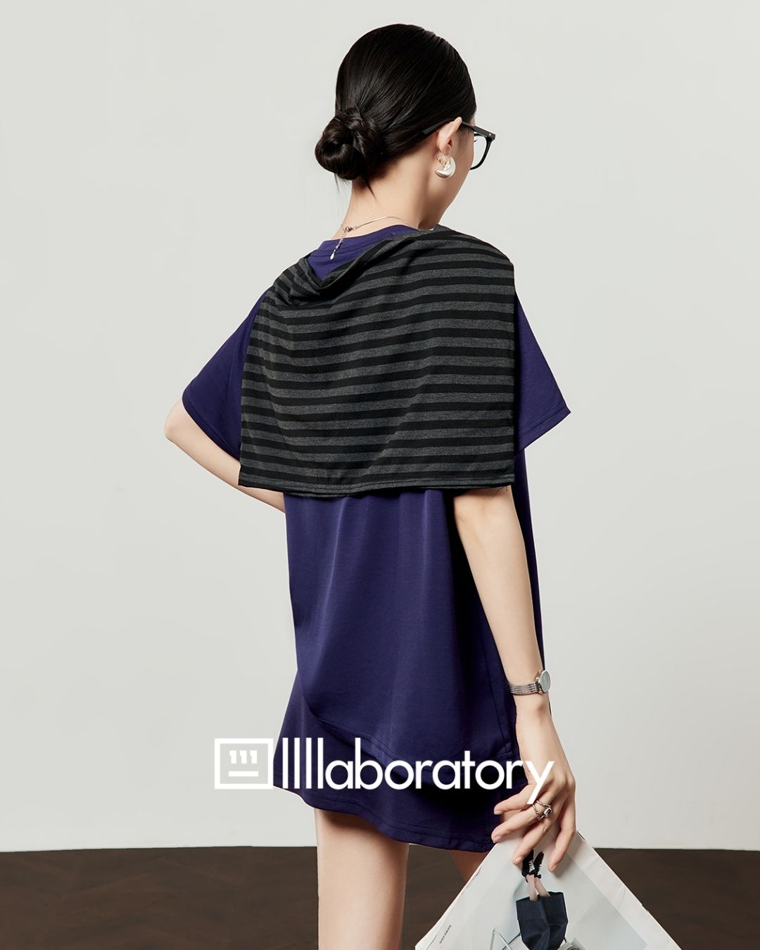 Loose T-shirt & Shorts & Border Shawl Set　TP073