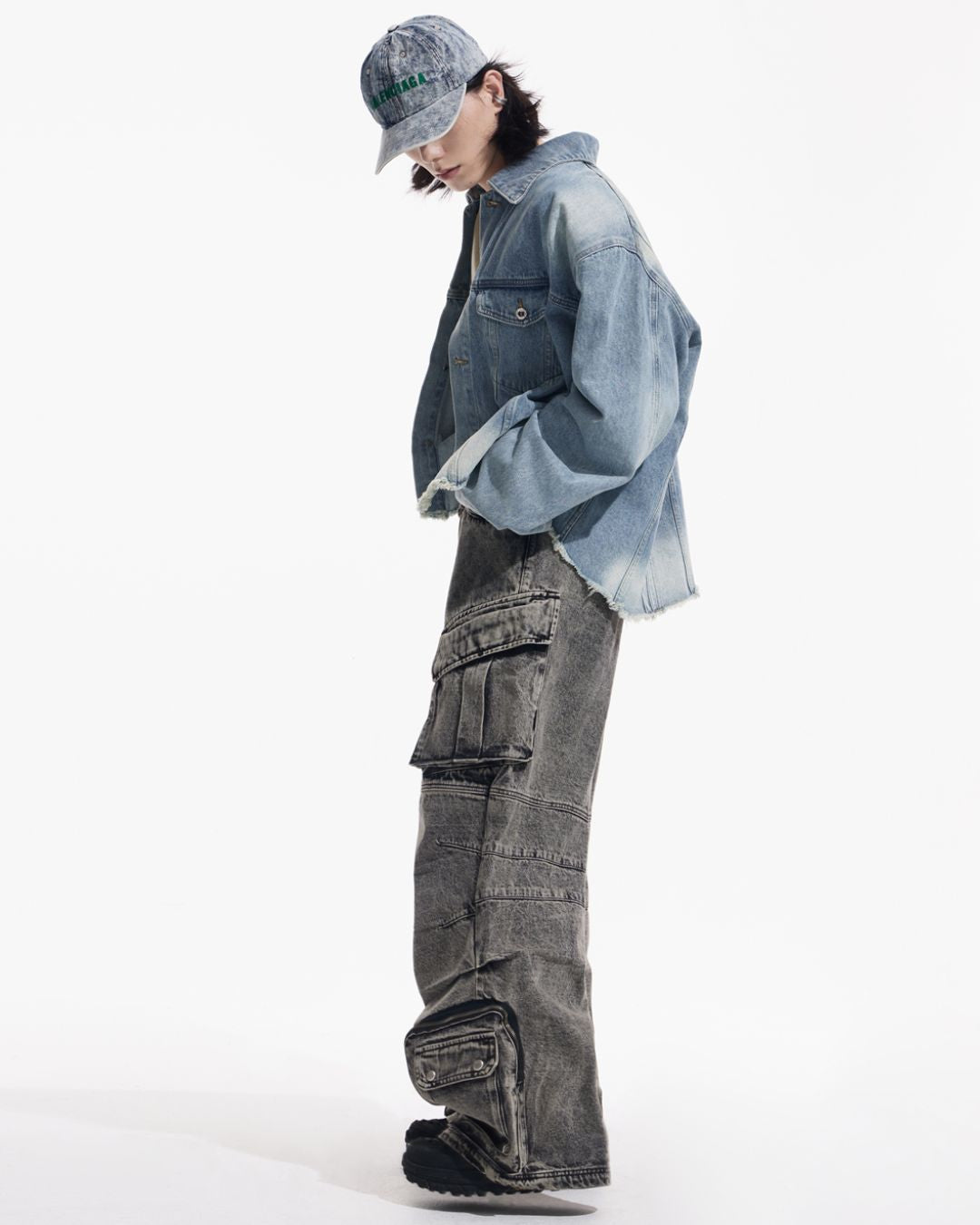 Multi-pocket Wide Denim Pants　BT009