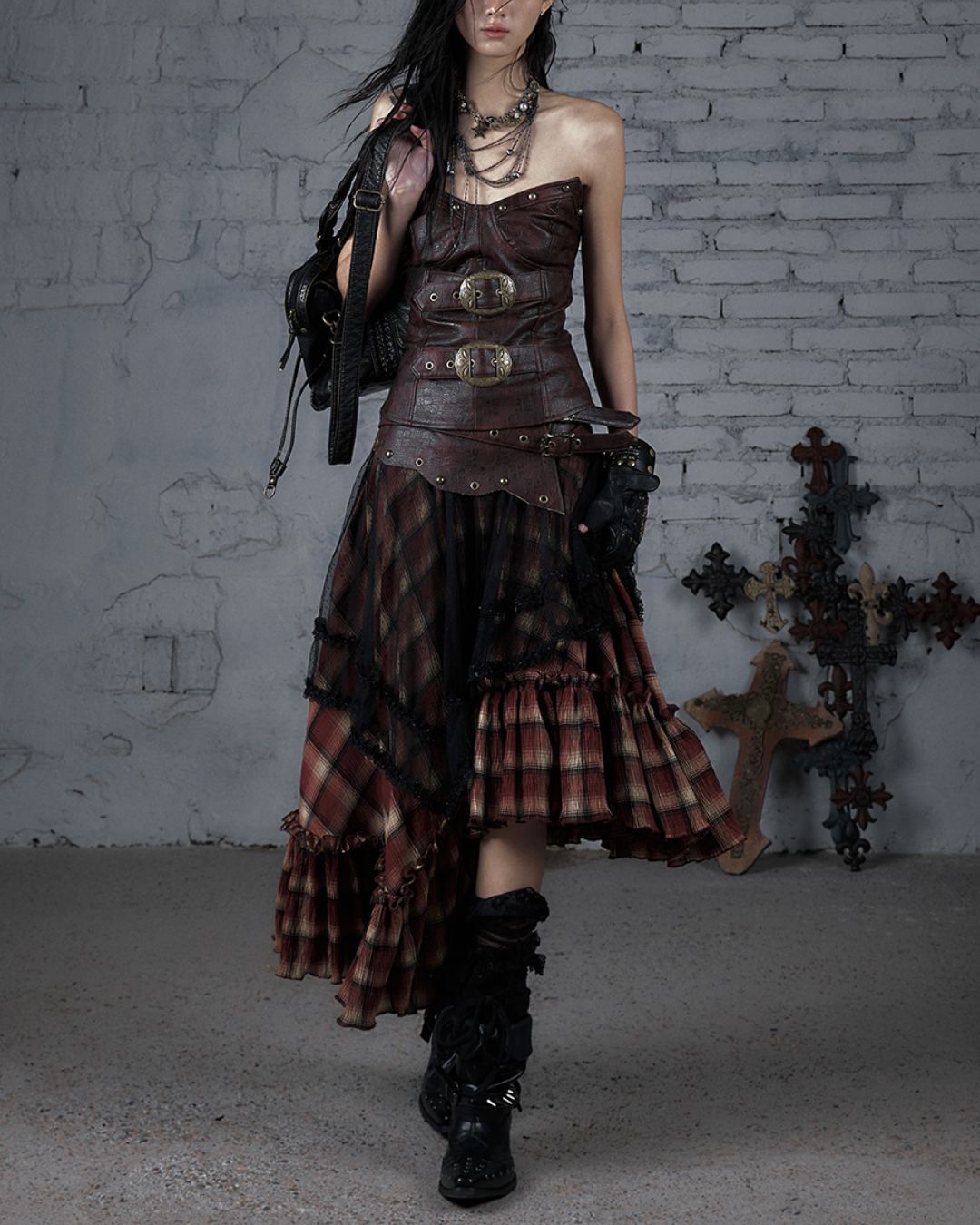 Metal Belt Leather Tube Top　TP045