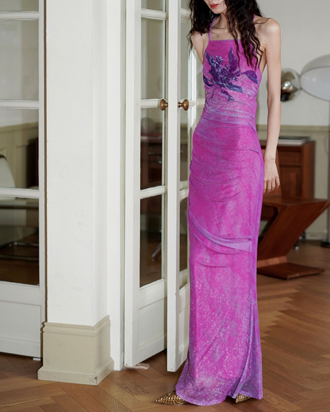 Backless Cross Long Camisole Dress　DR018