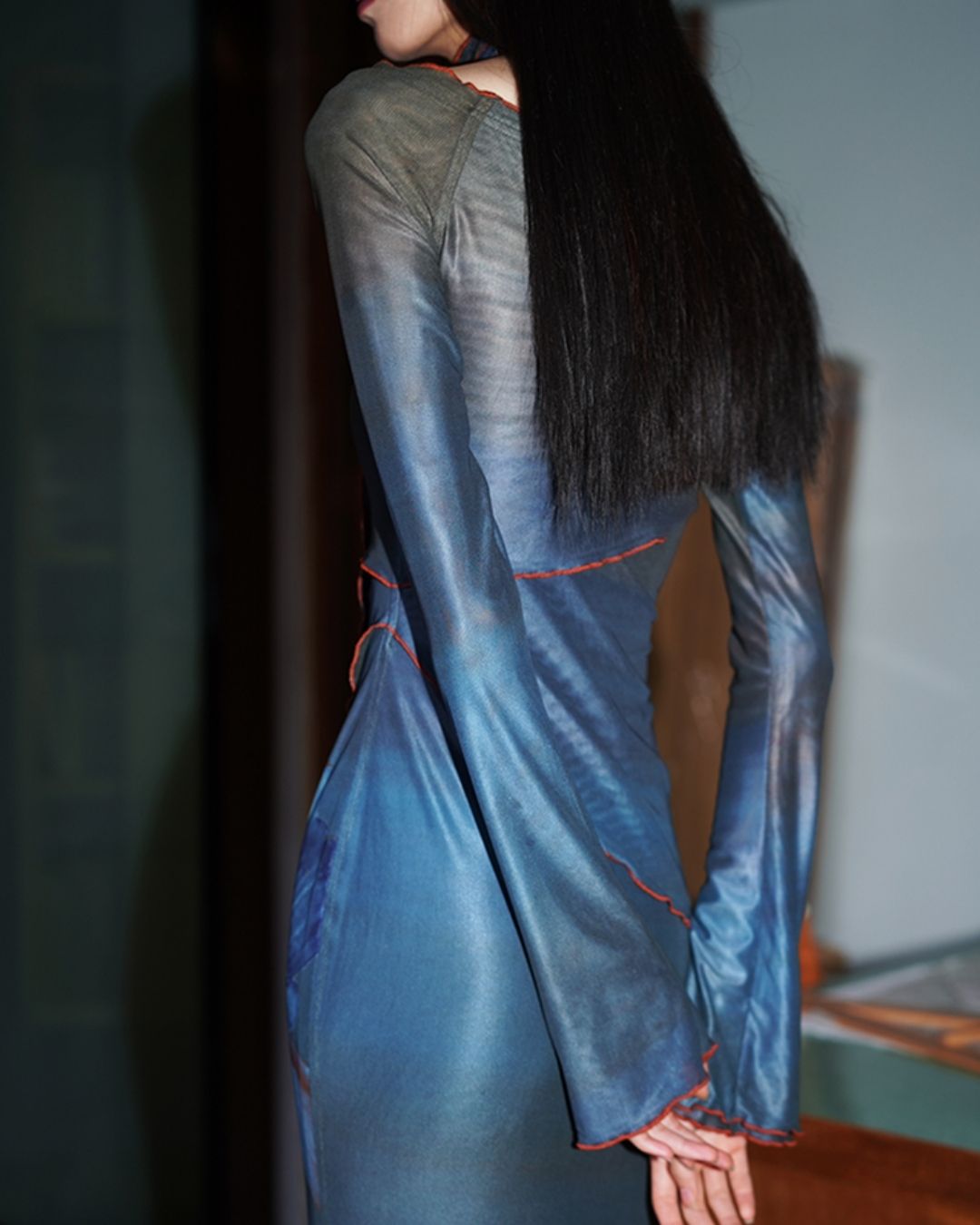 Flower Printed 2-way Long Dress　DR016