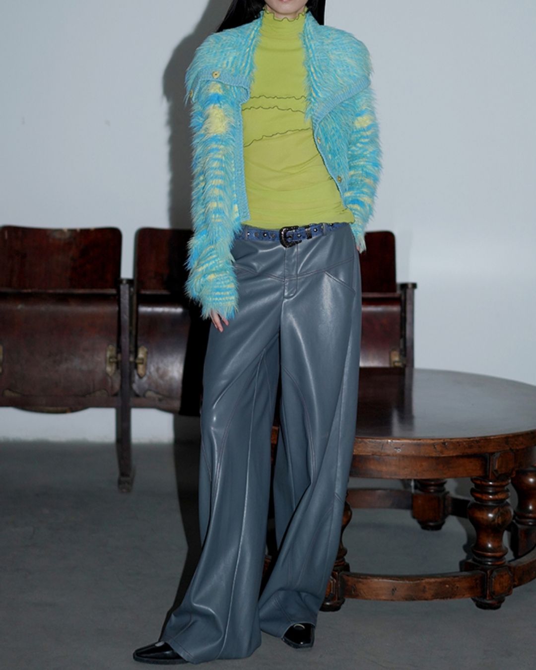 Wide Straight Leather Pants　BT020