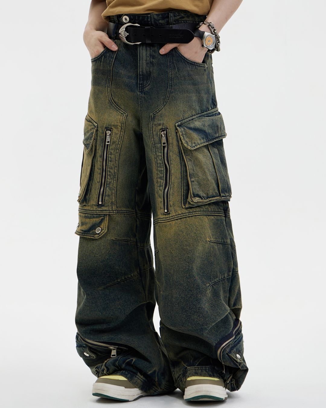 Multi-pocket Wide Denim Pants　BT009