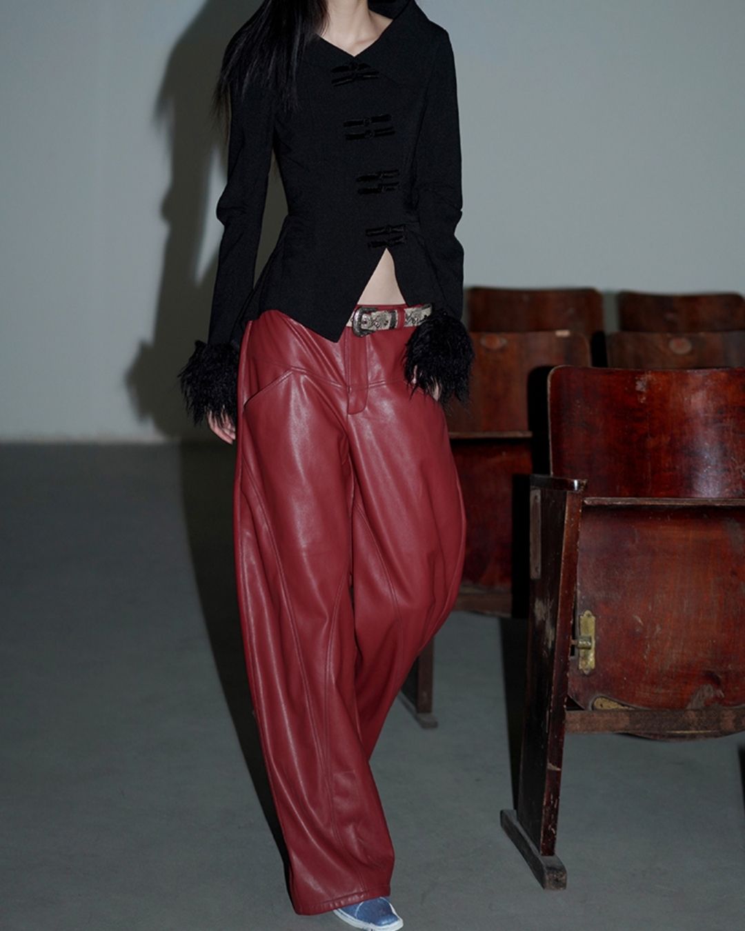 Wide Straight Leather Pants　BT020