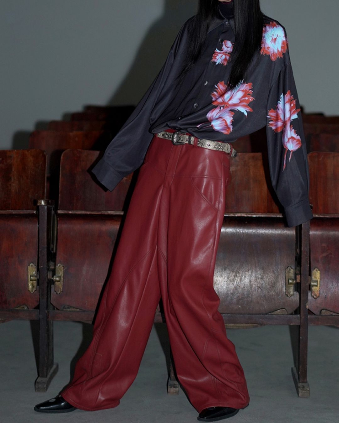 Wide Straight Leather Pants　BT020