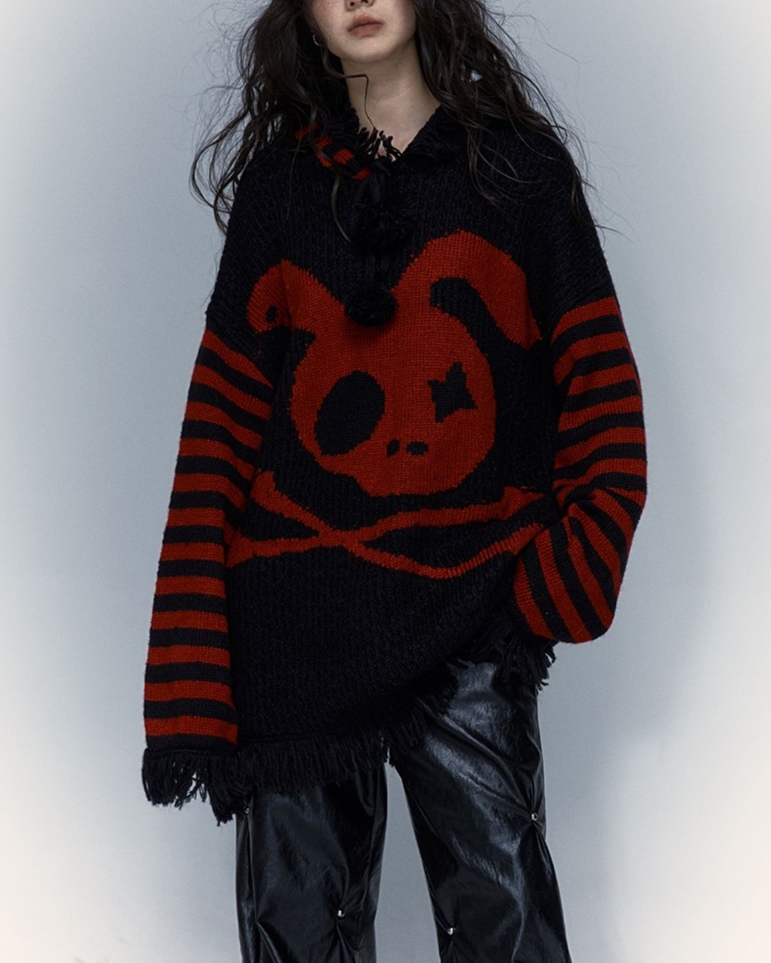 Skull Rabbit Hooded Knit　TP010