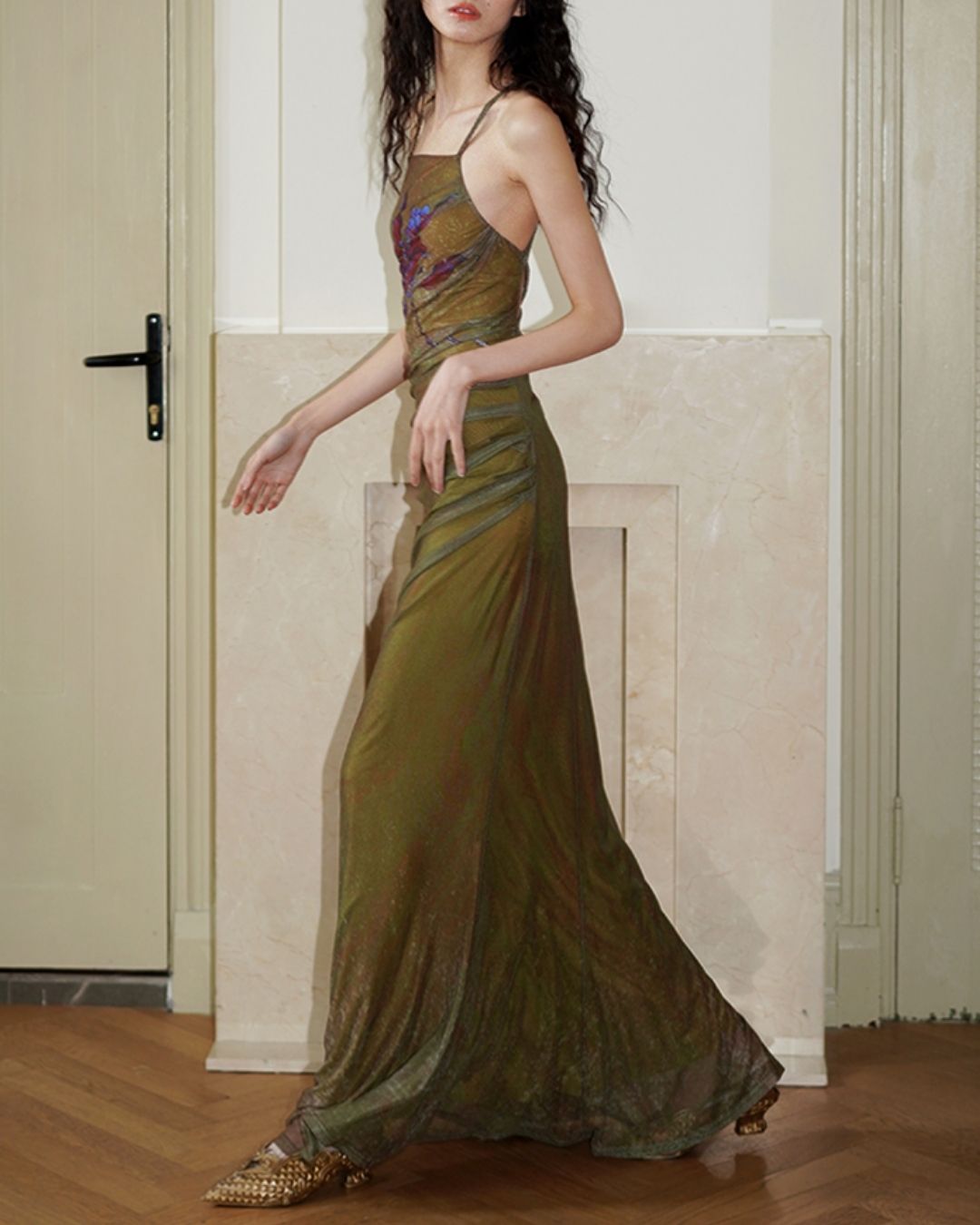 Backless Cross Long Camisole Dress　DR018