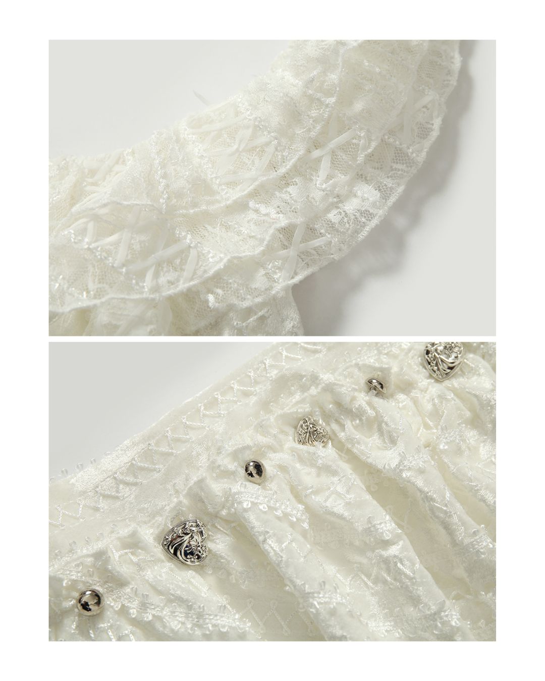 Sleeveless White Lace Asymmetrical Dress　DR038