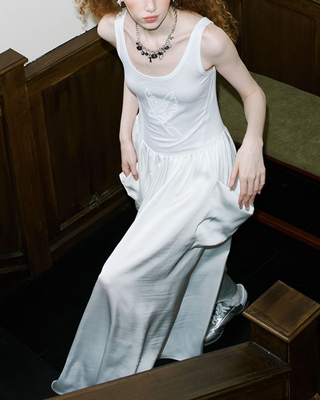 Swallow Embroidery Big Pocket Long Dress　DR036