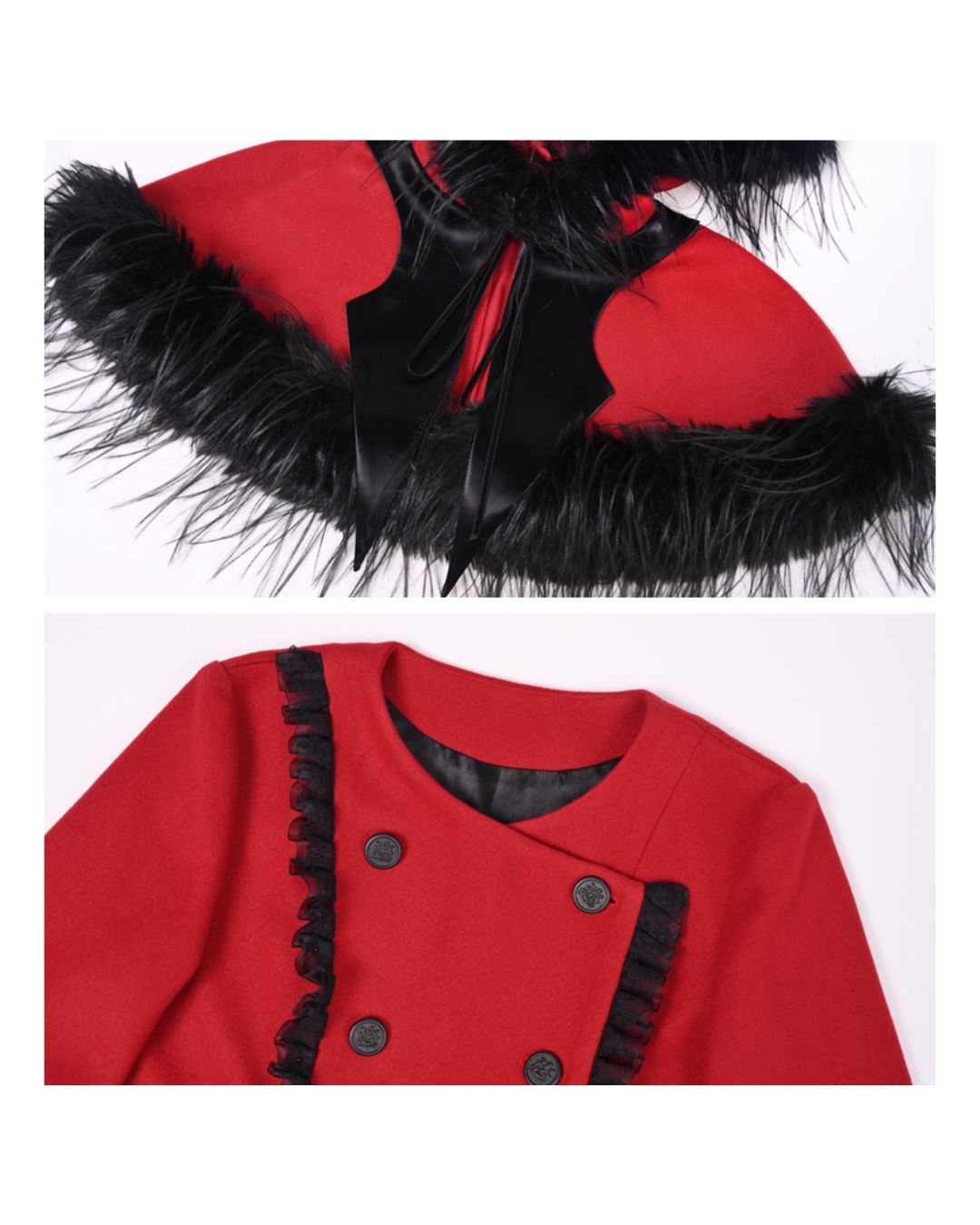 Detachable Cape Fur Wool Coat　OT007