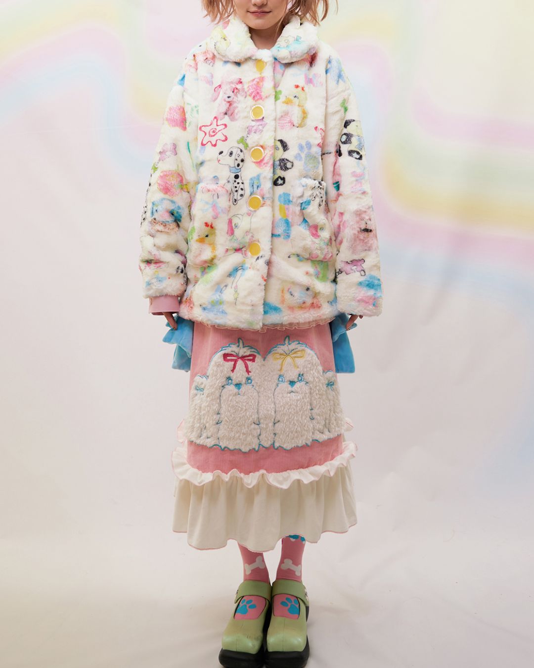 Printed Furry Jacket　OT005