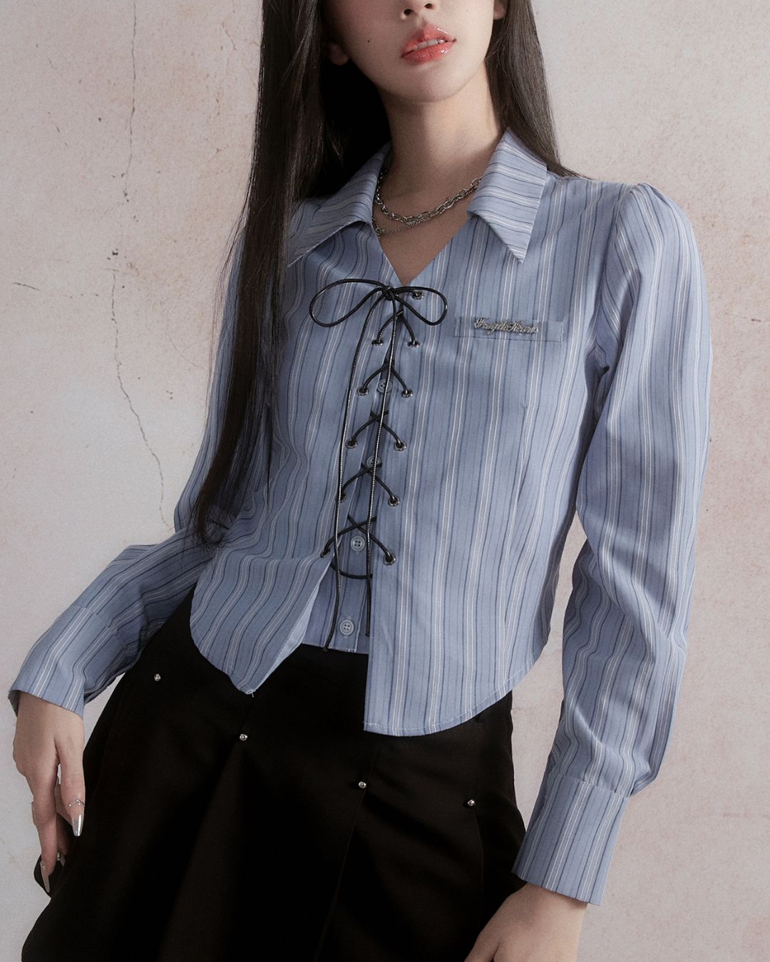 Lace-up Long Sleeve Shirt　TP028