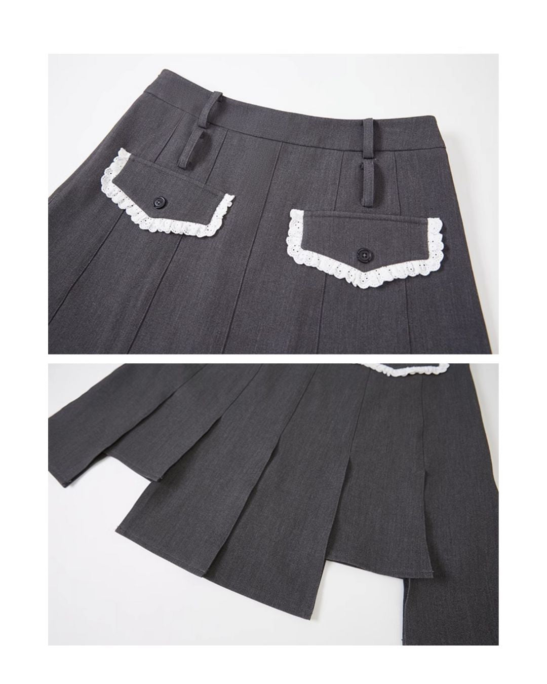 Pleated Irregular Hem Skirt　BT002