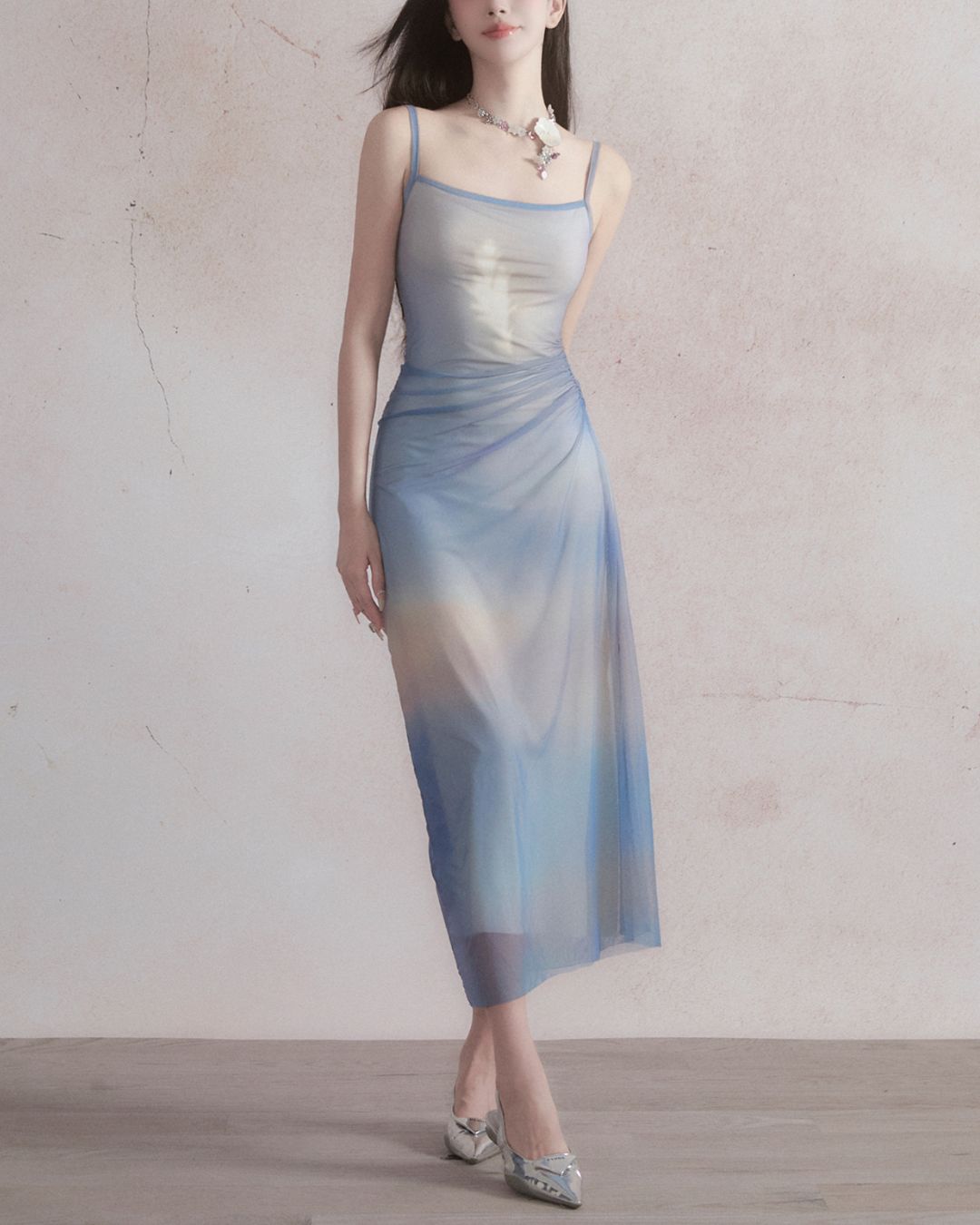 Gradient Color Sheer Cami Dress　DR021