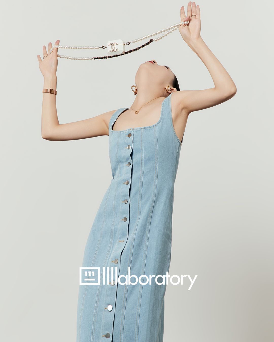 Sleeveless Denim Maxi Dress　DR054