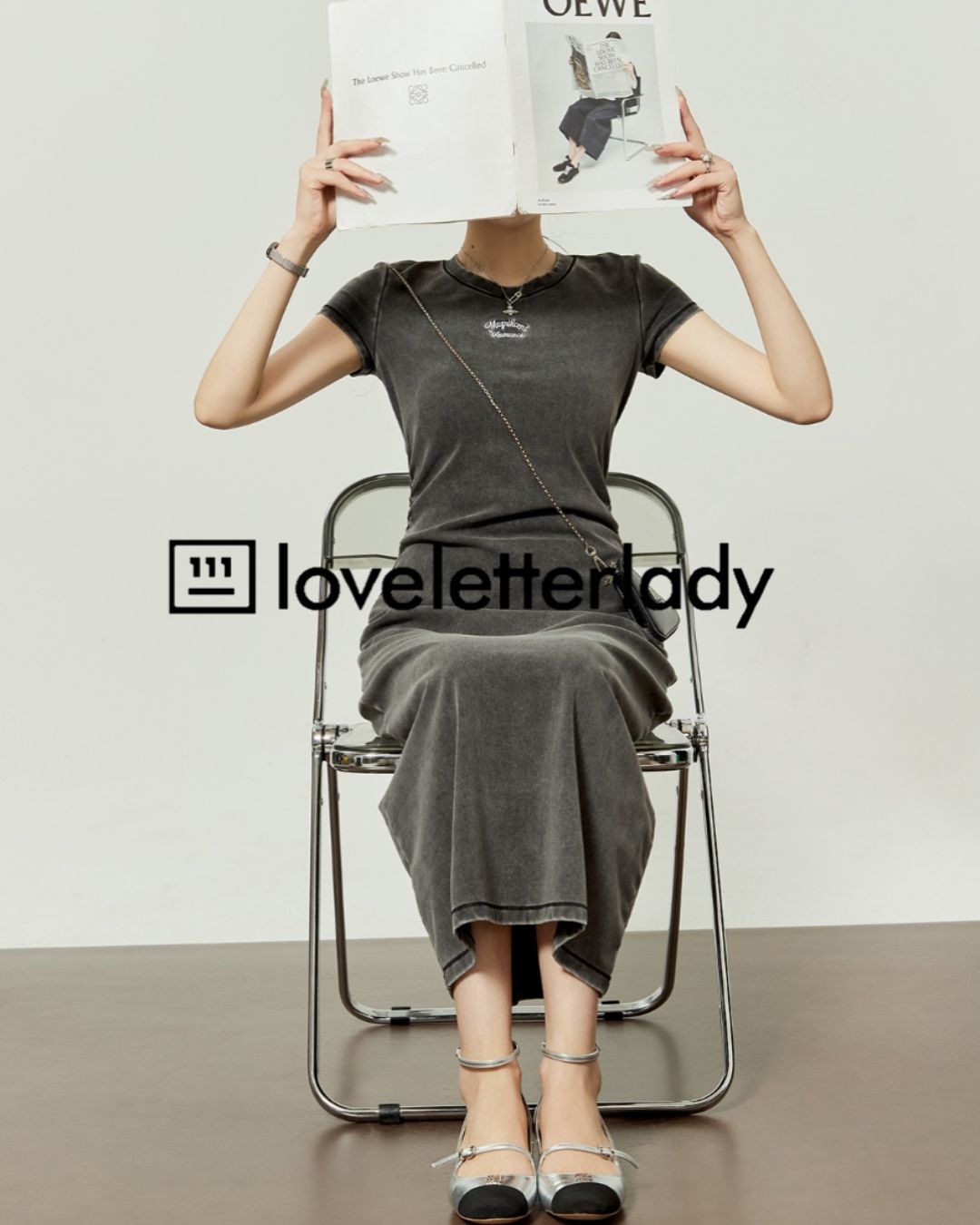 Washed Color Tight Waist Long Dress　DR048