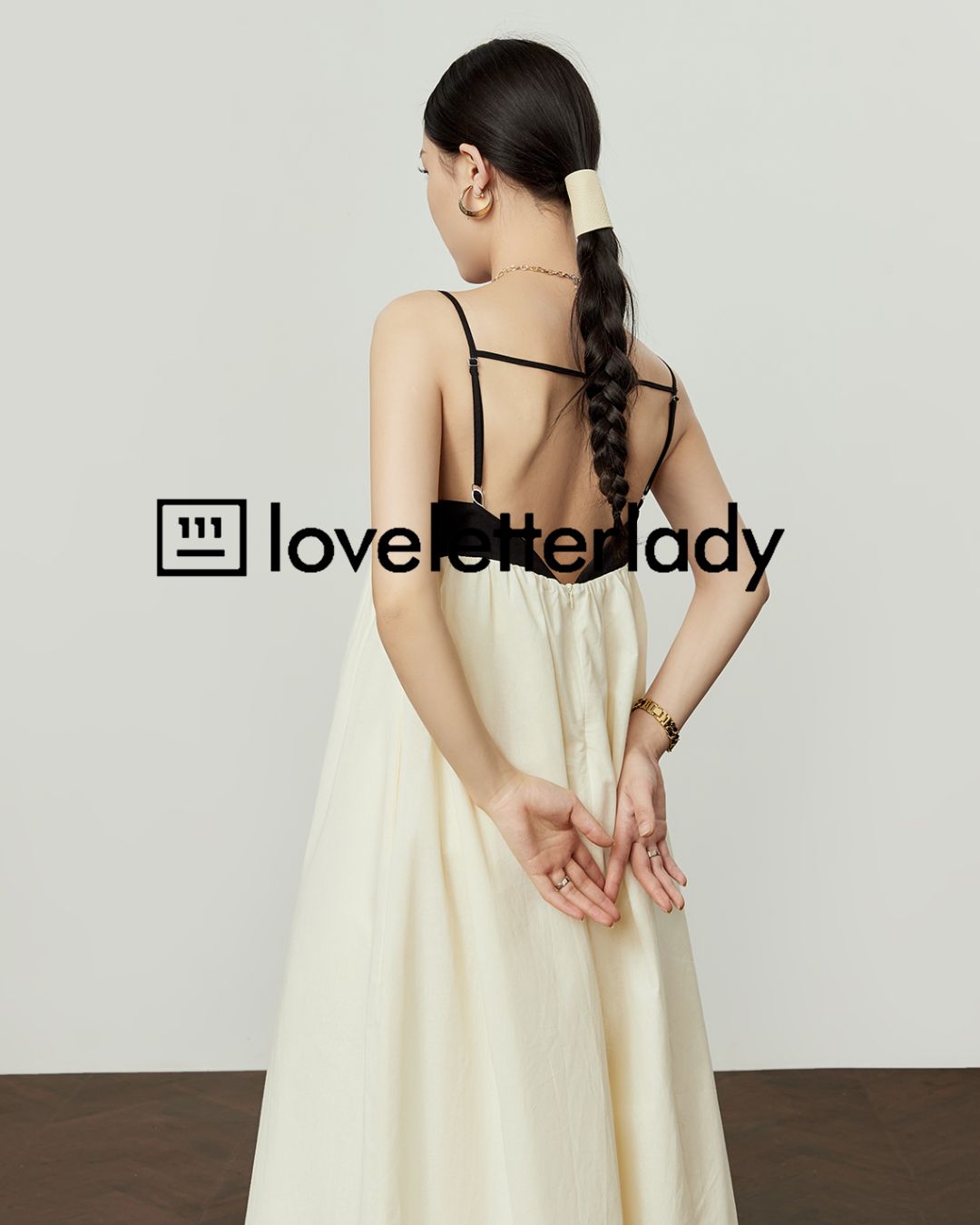 Contrast Color Backless Maxi Dress　DR052