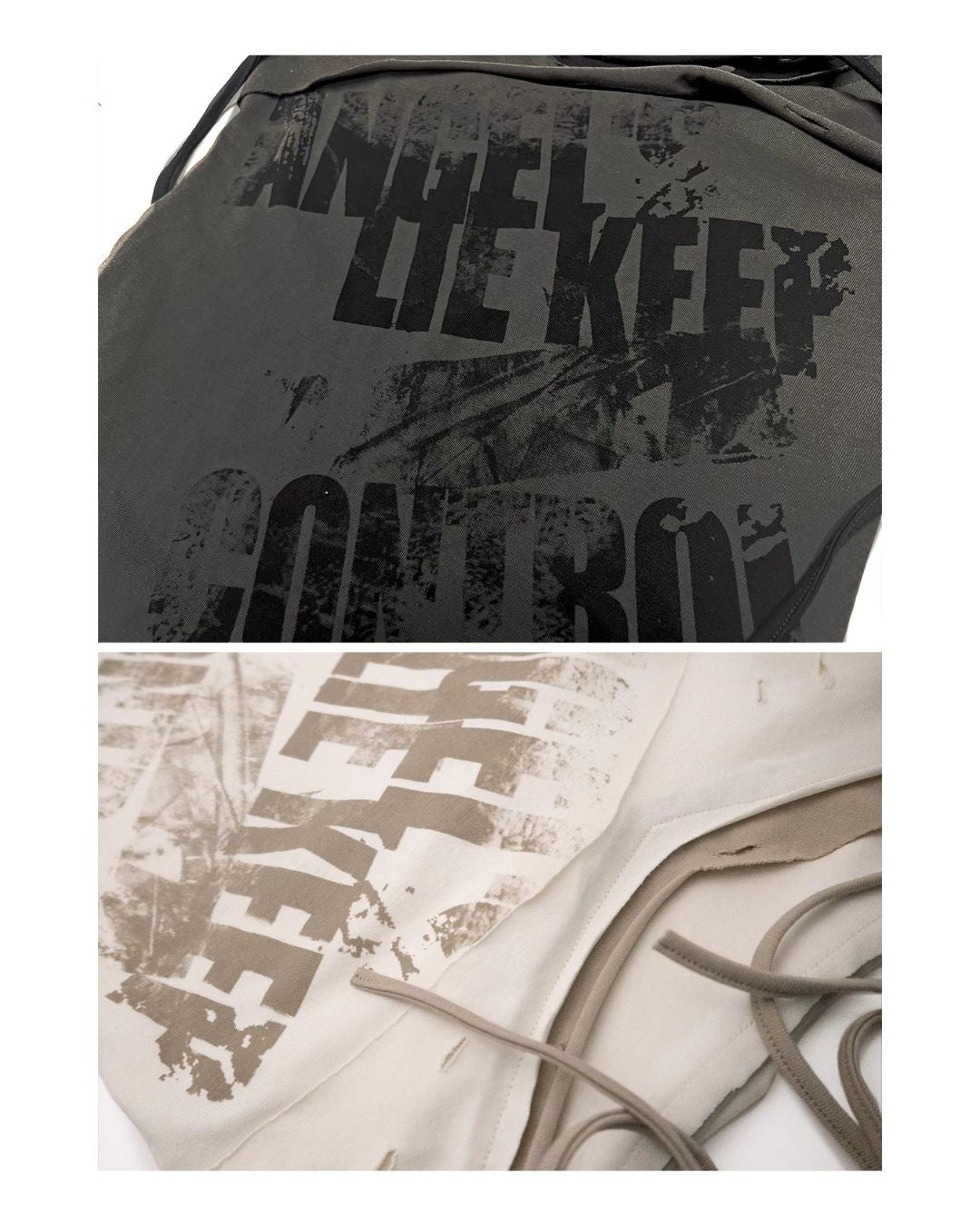 One-shoulder Raw Edge Graffiti Top　TP050