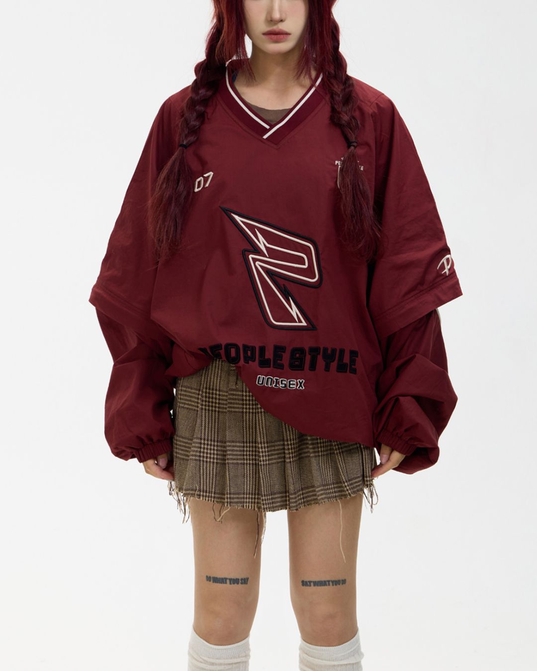 Detachable Sleeve Retro Sports Pullover　TP013