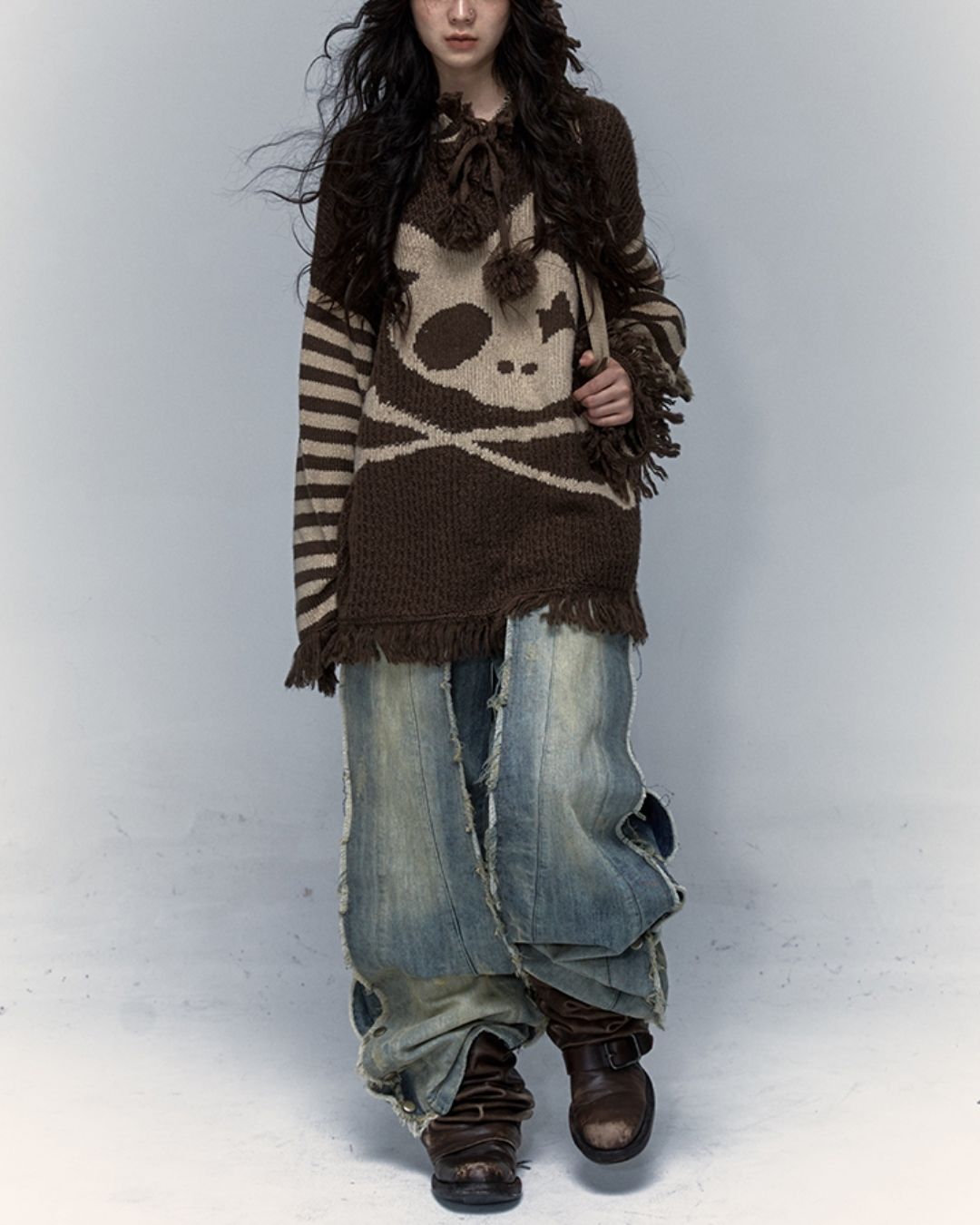 Skull Rabbit Hooded Knit　TP010