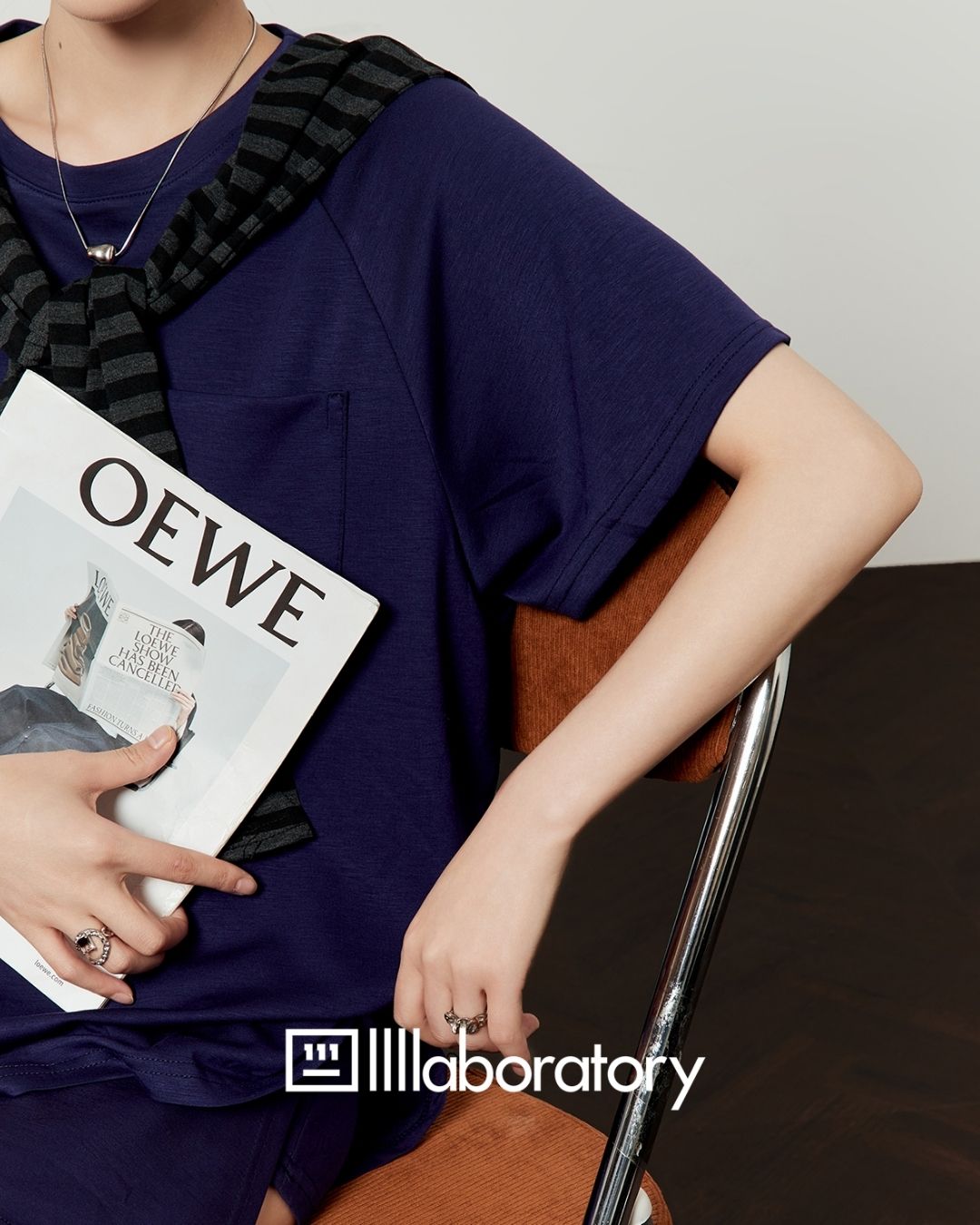 Loose T-shirt & Shorts & Border Shawl Set　TP073