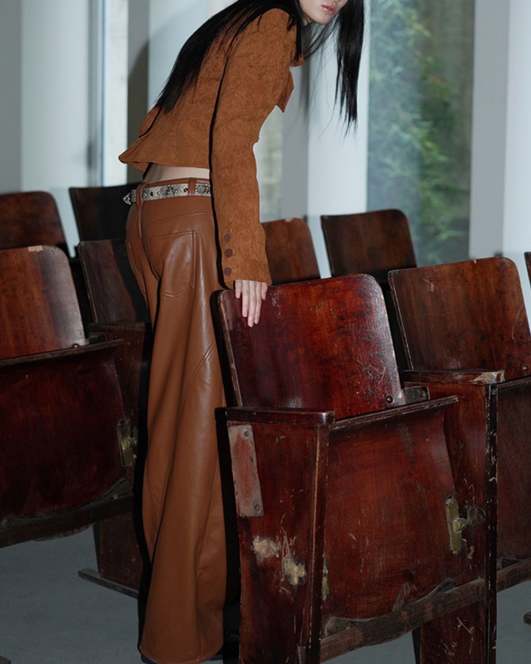 Wide Straight Leather Pants　BT020