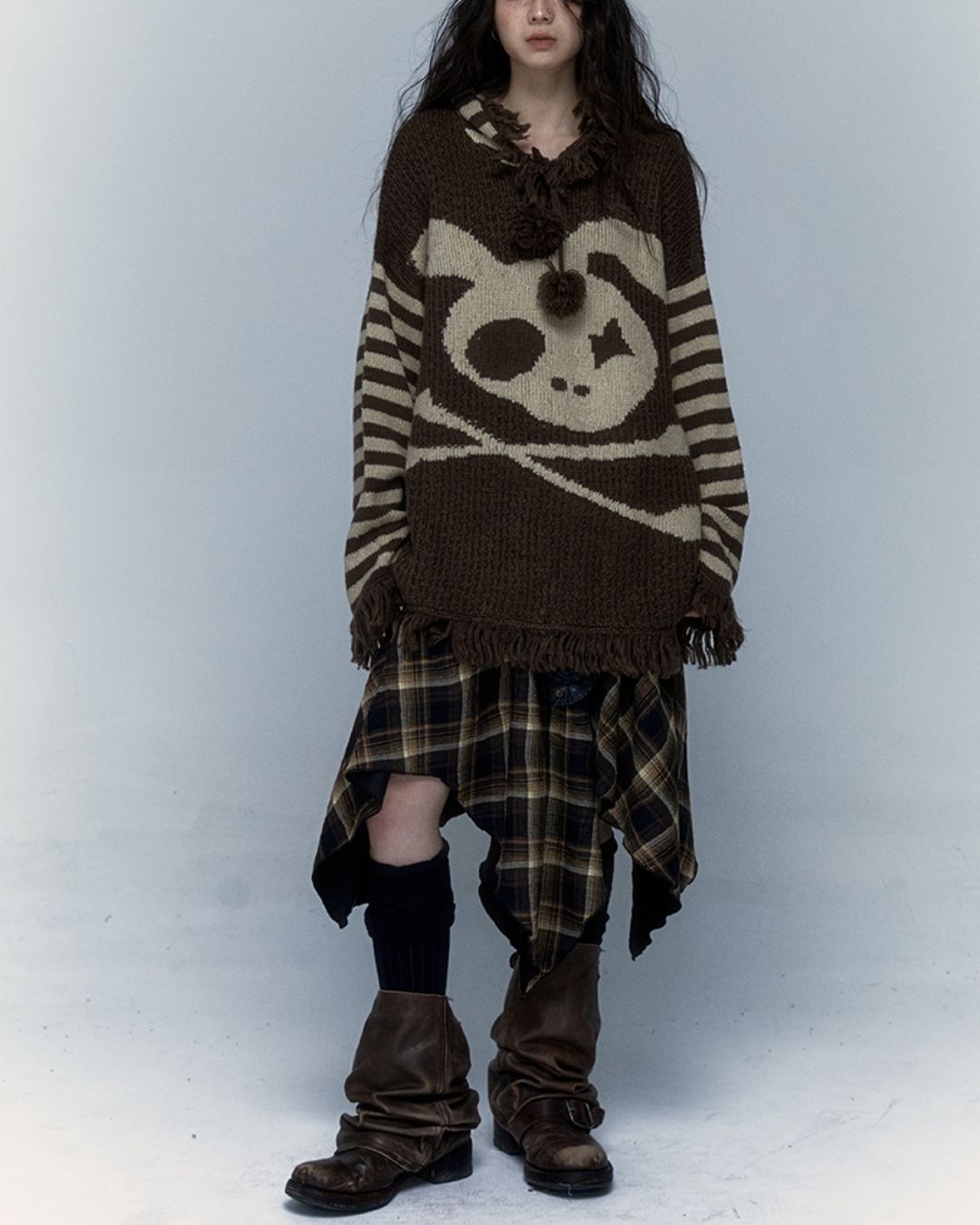 Skull Rabbit Hooded Knit　TP010