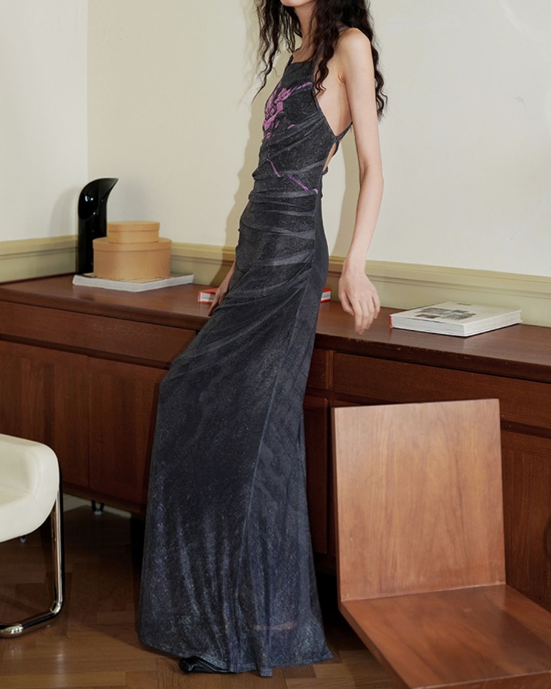 Backless Cross Long Camisole Dress　DR018