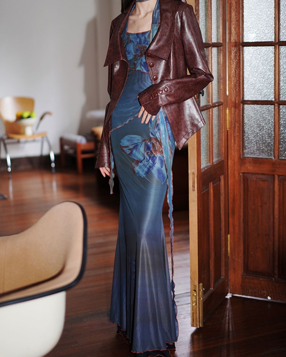 Flower Printed 2-way Long Dress　DR016