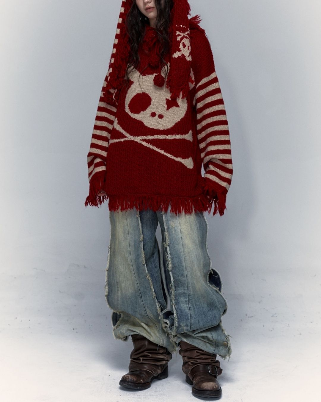 Skull Rabbit Hooded Knit　TP010