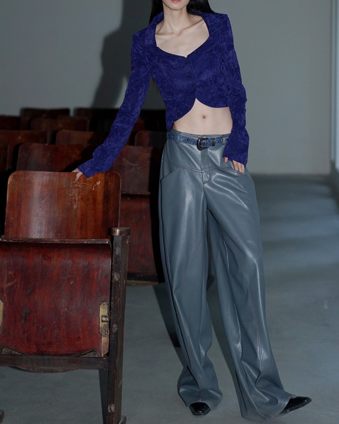 Wide Straight Leather Pants　BT020