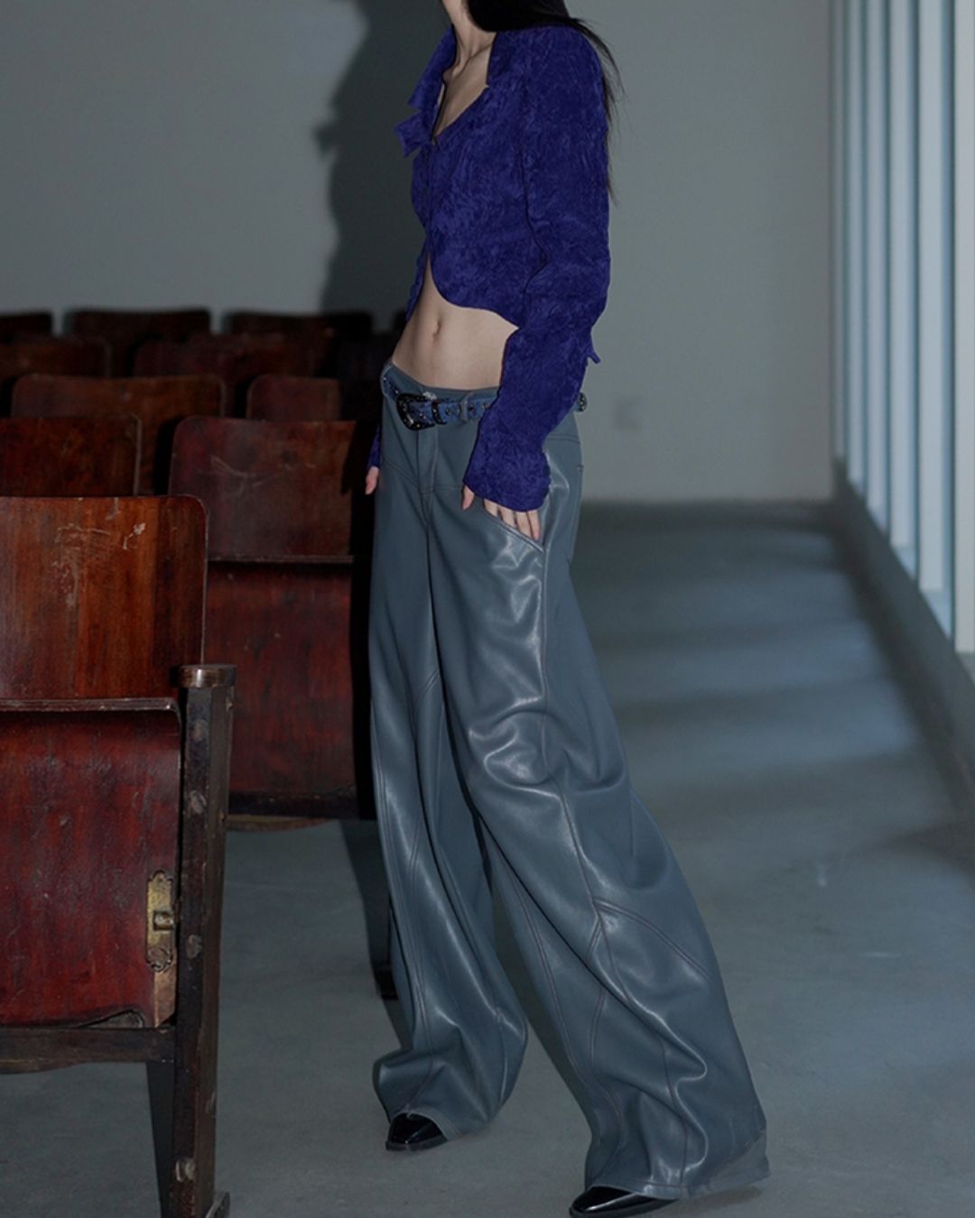 Wide Straight Leather Pants　BT020