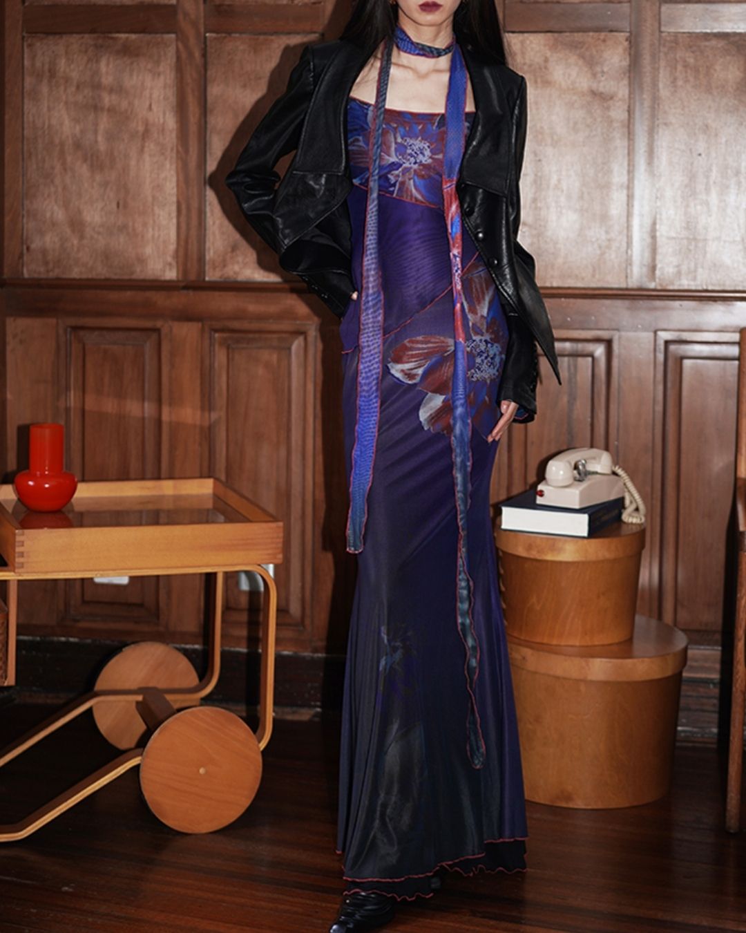 Flower Printed 2-way Long Dress　DR016