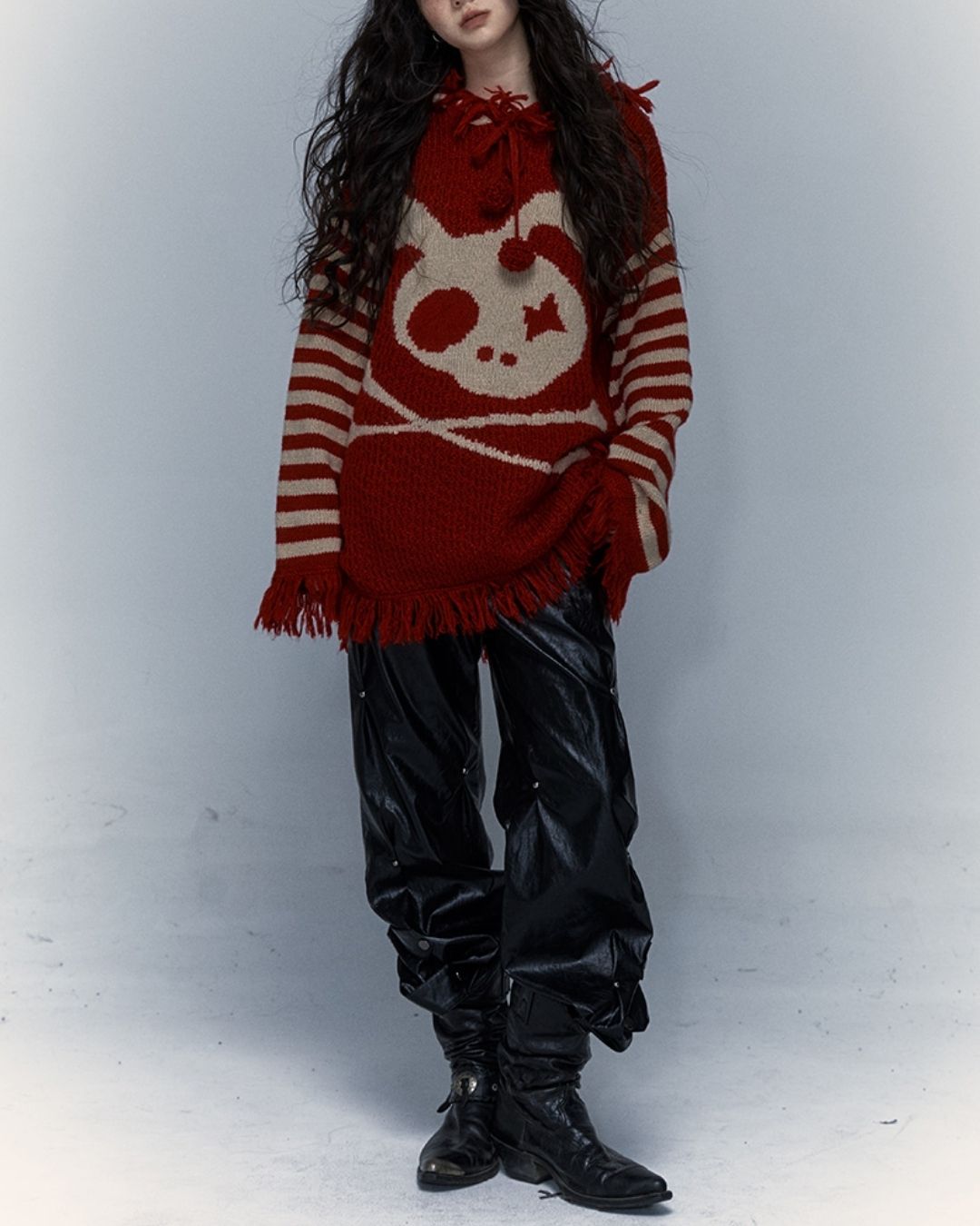 Skull Rabbit Hooded Knit　TP010