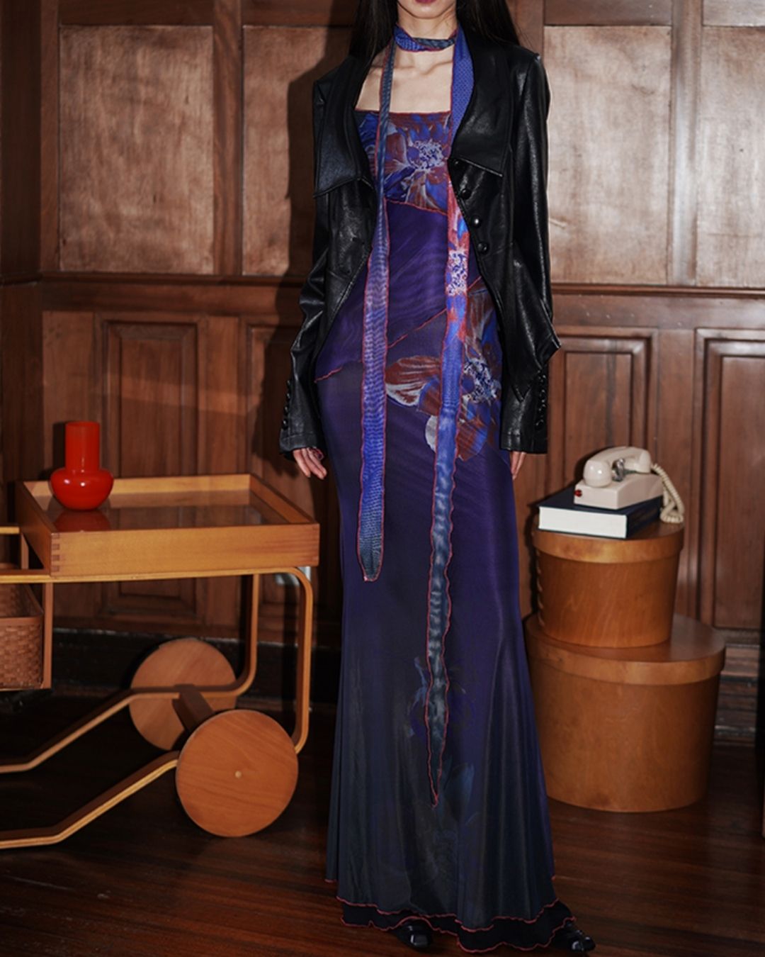 Flower Printed 2-way Long Dress　DR016