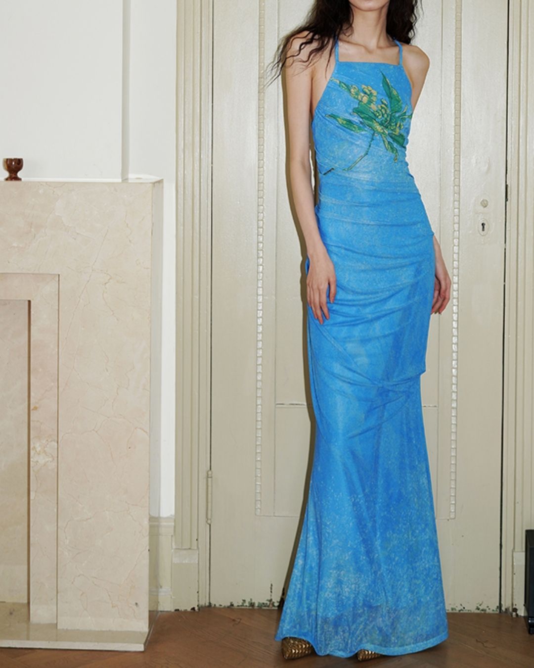 Backless Cross Long Camisole Dress　DR018