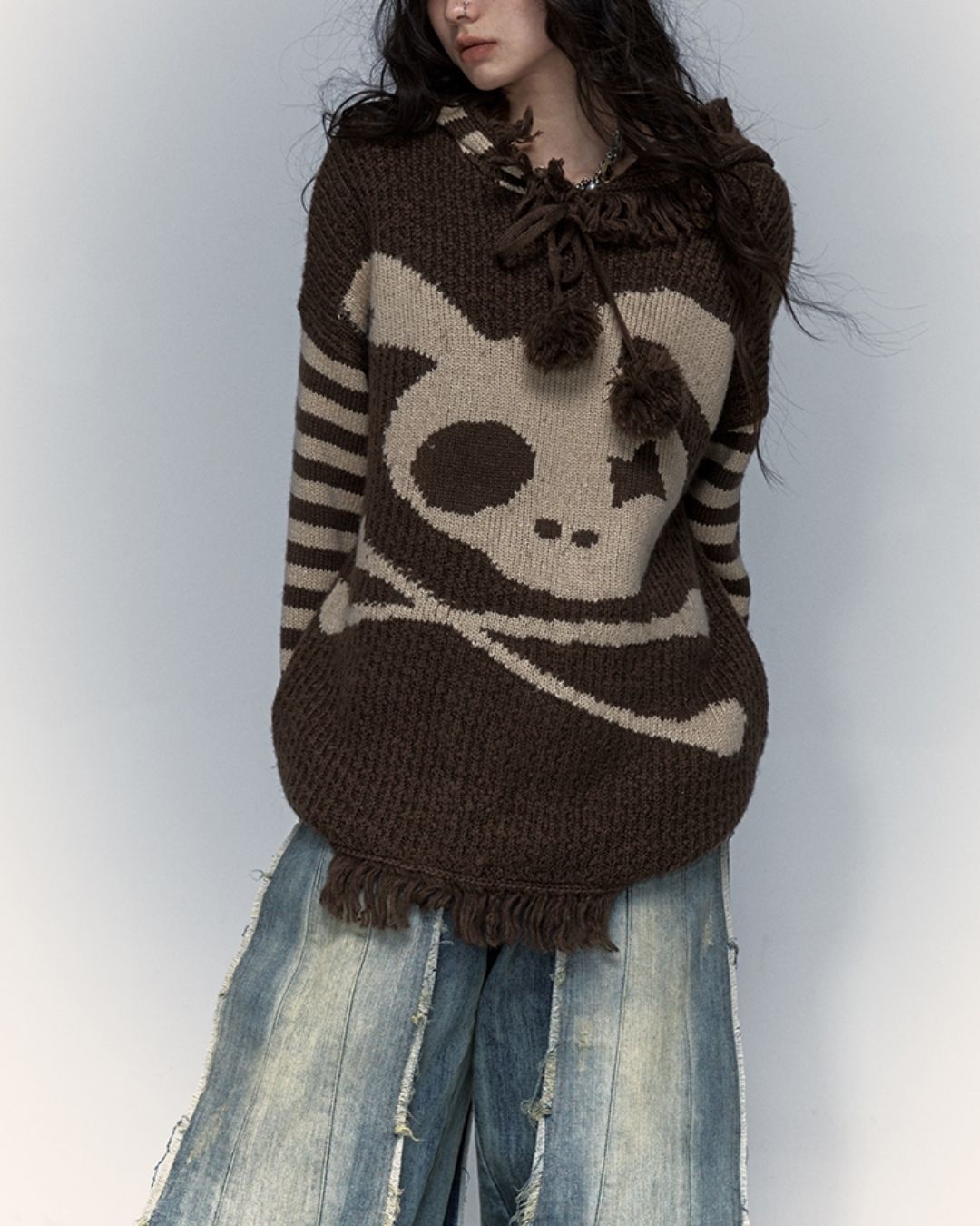 Skull Rabbit Hooded Knit　TP010