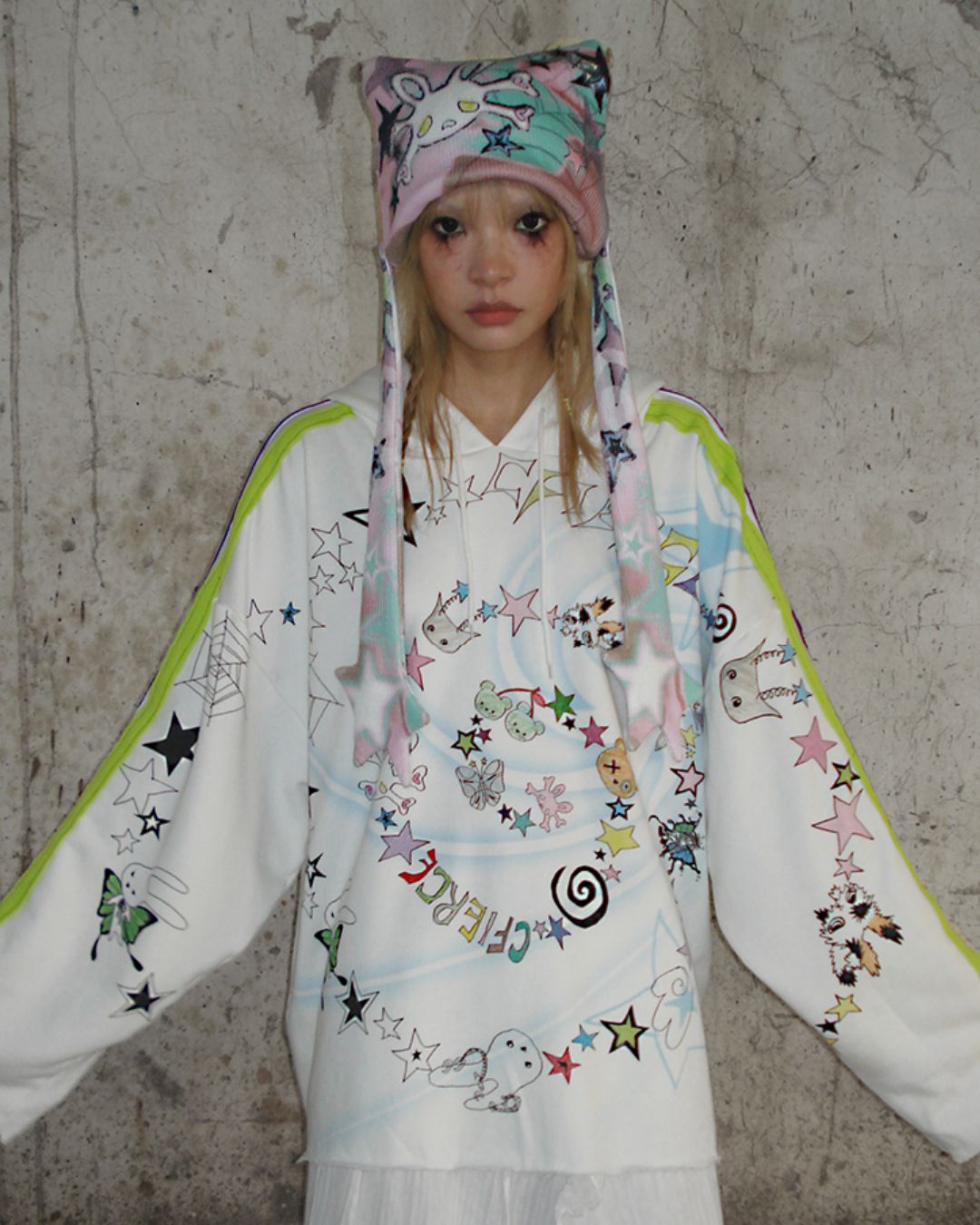 Rabbit Skull Print Knit Hat　AC006