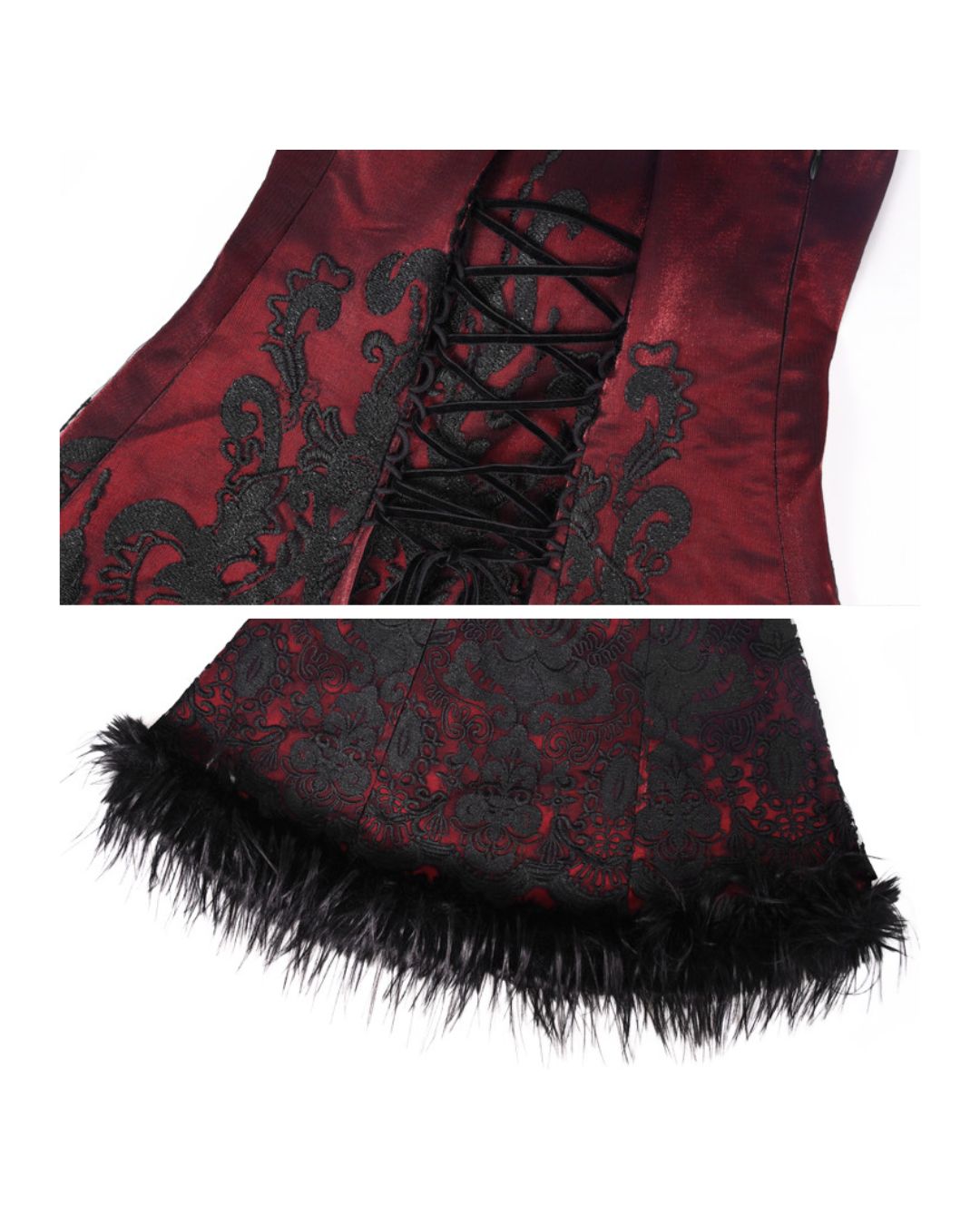 Black Lace Leather Ribbon Dress　DR034