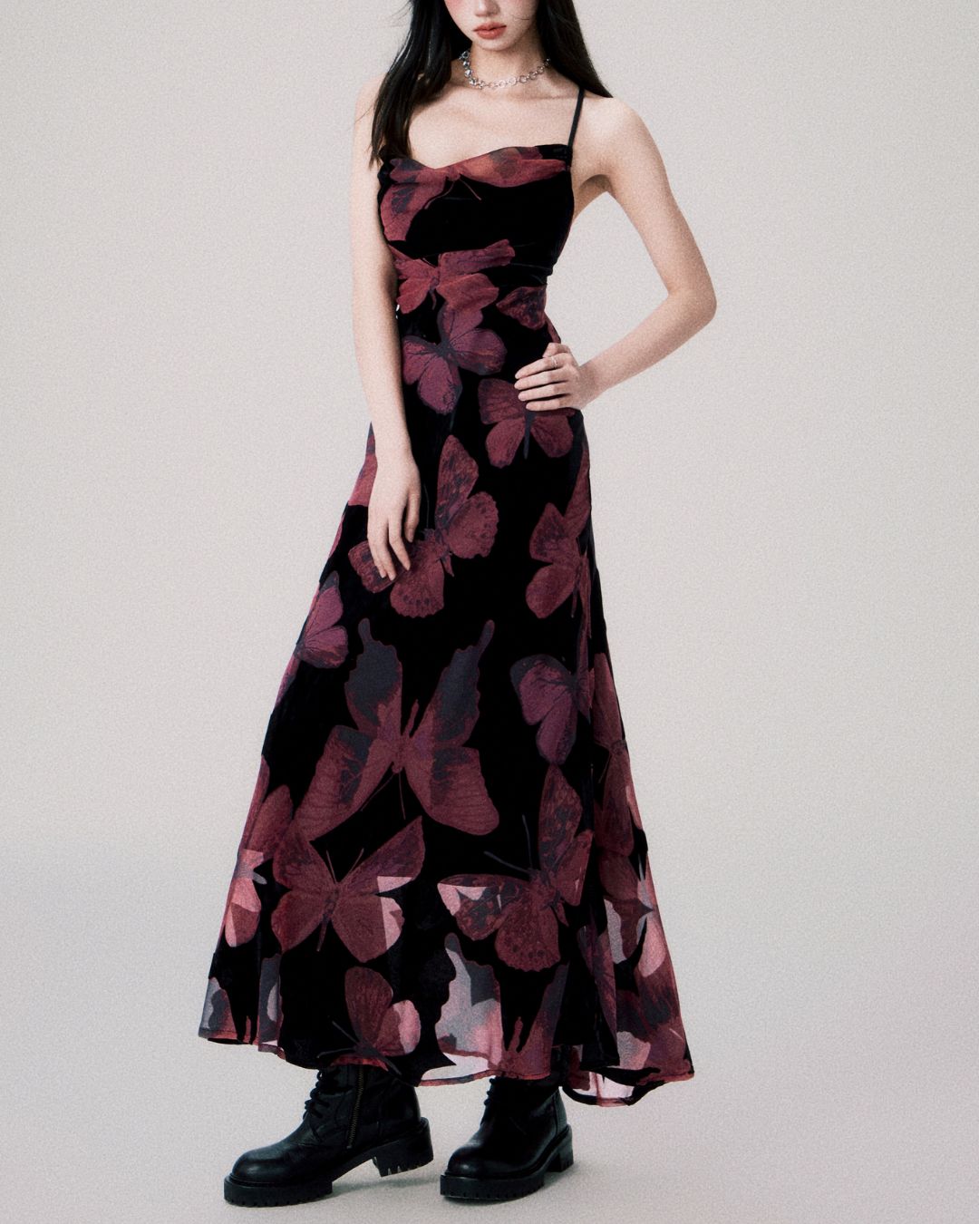 Velvet Butterfly Backless Dress　DR007