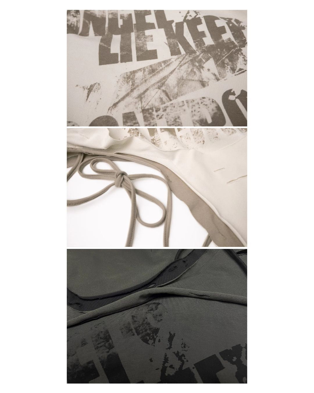 One-shoulder Raw Edge Graffiti Top　TP050