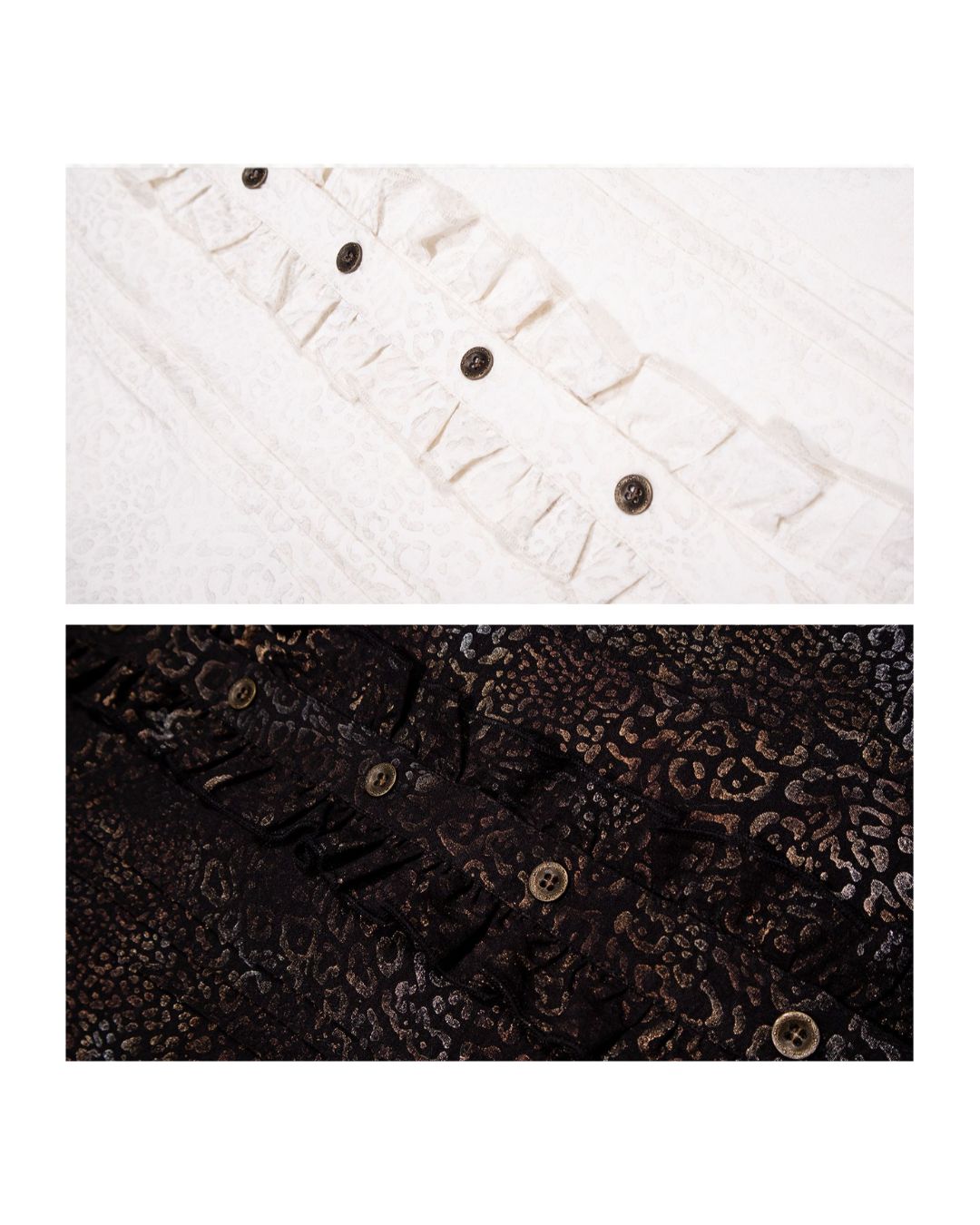 Stand Collar Leopard Print Frill Shirt　TP051