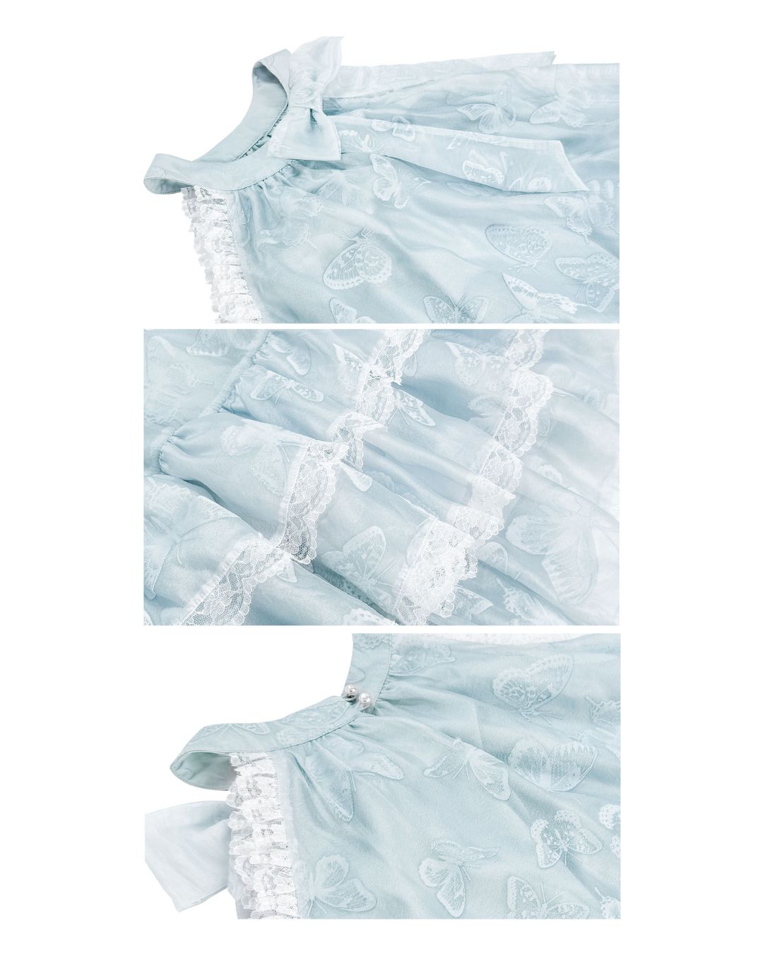 Halter Neck Butterfly Print Organza Lace Mini Dress　DR028