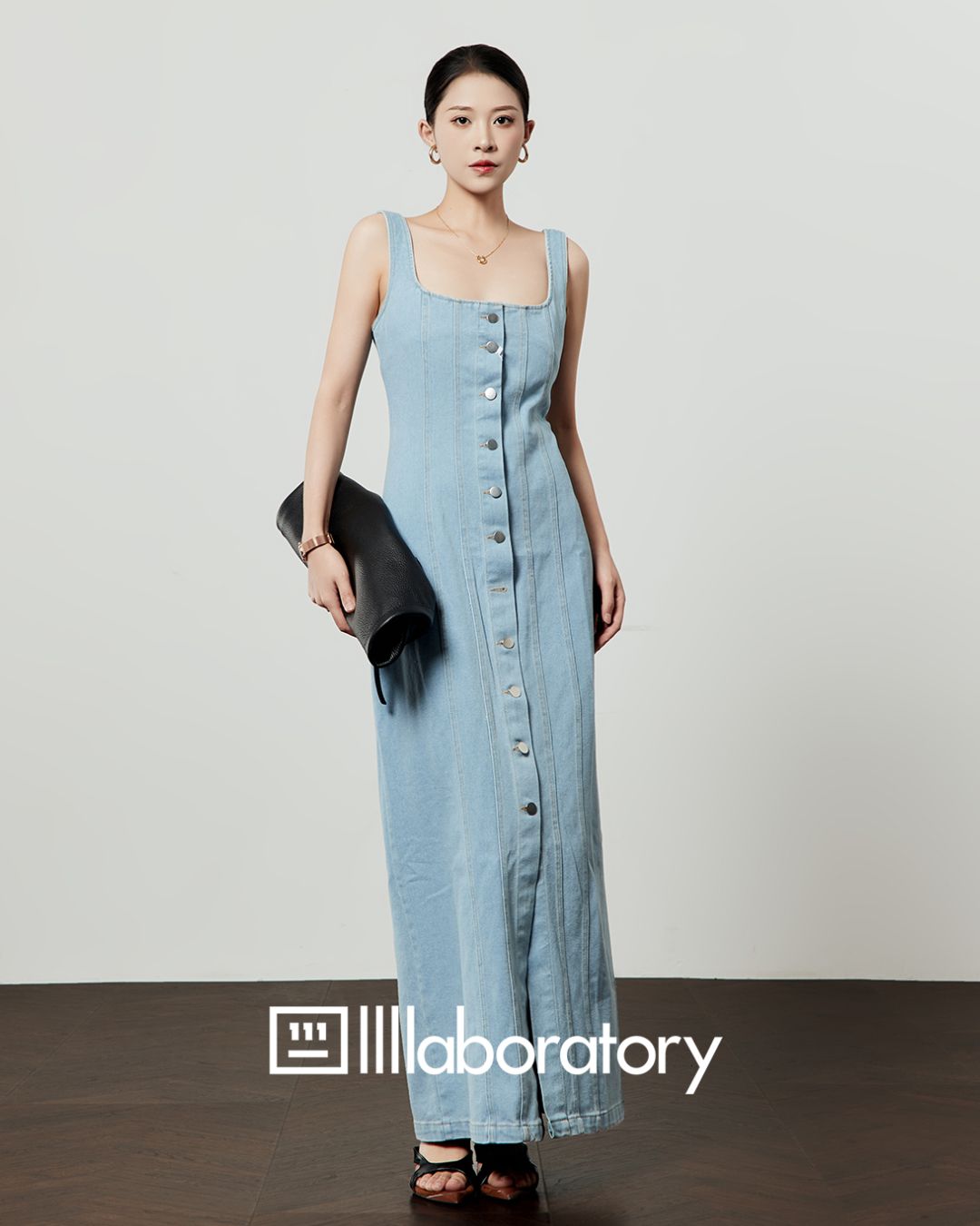 Sleeveless Denim Maxi Dress　DR054