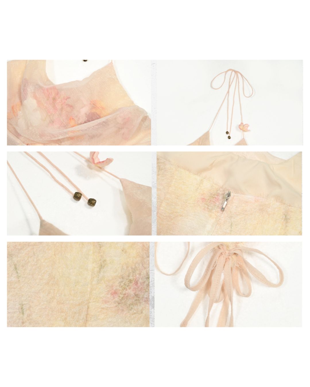 Flower Chiffon Cross Strap Top　TP035