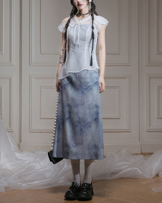 Sheer Top & Misty Blue Dress　DR015