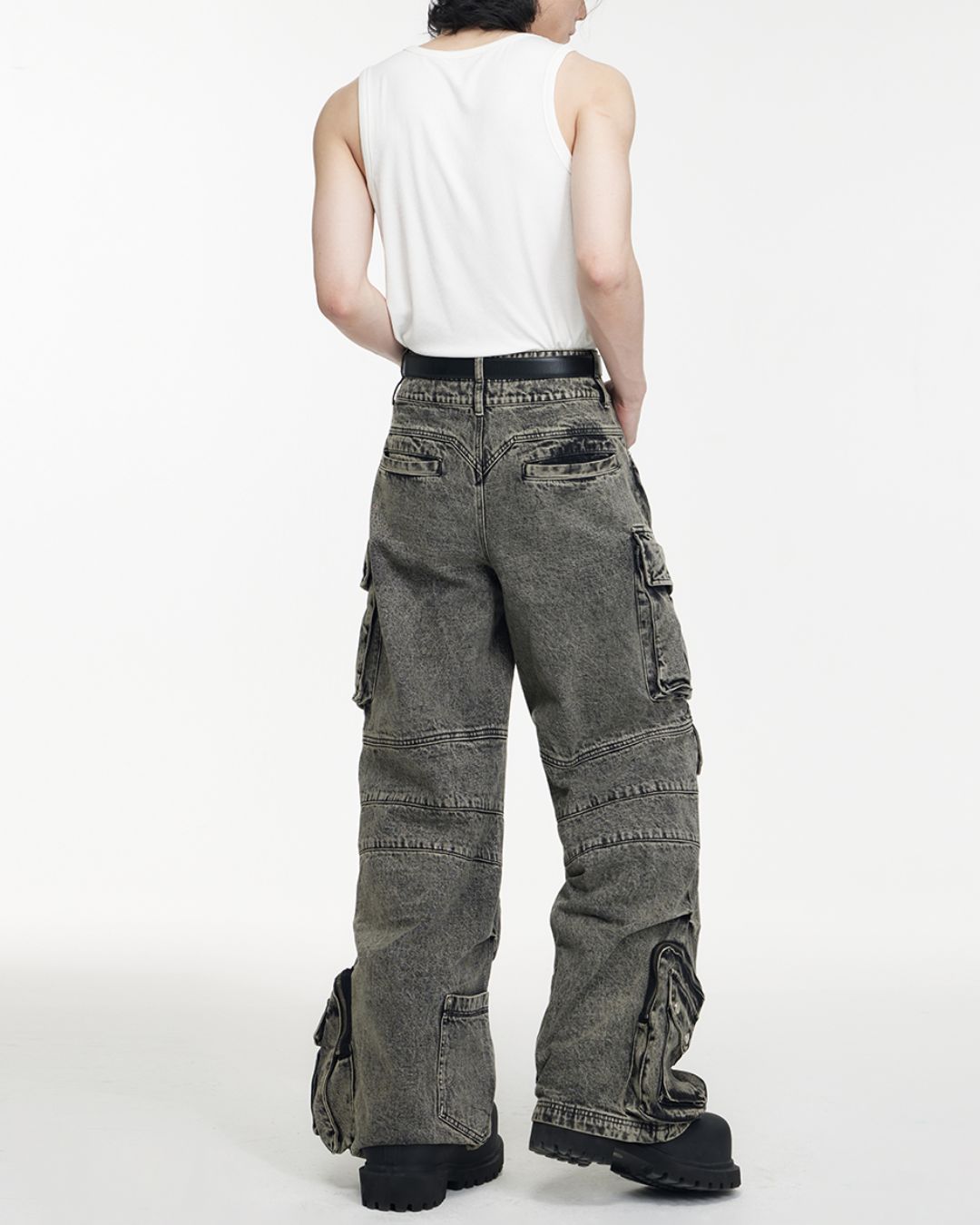 Multi-pocket Wide Denim Pants　BT009