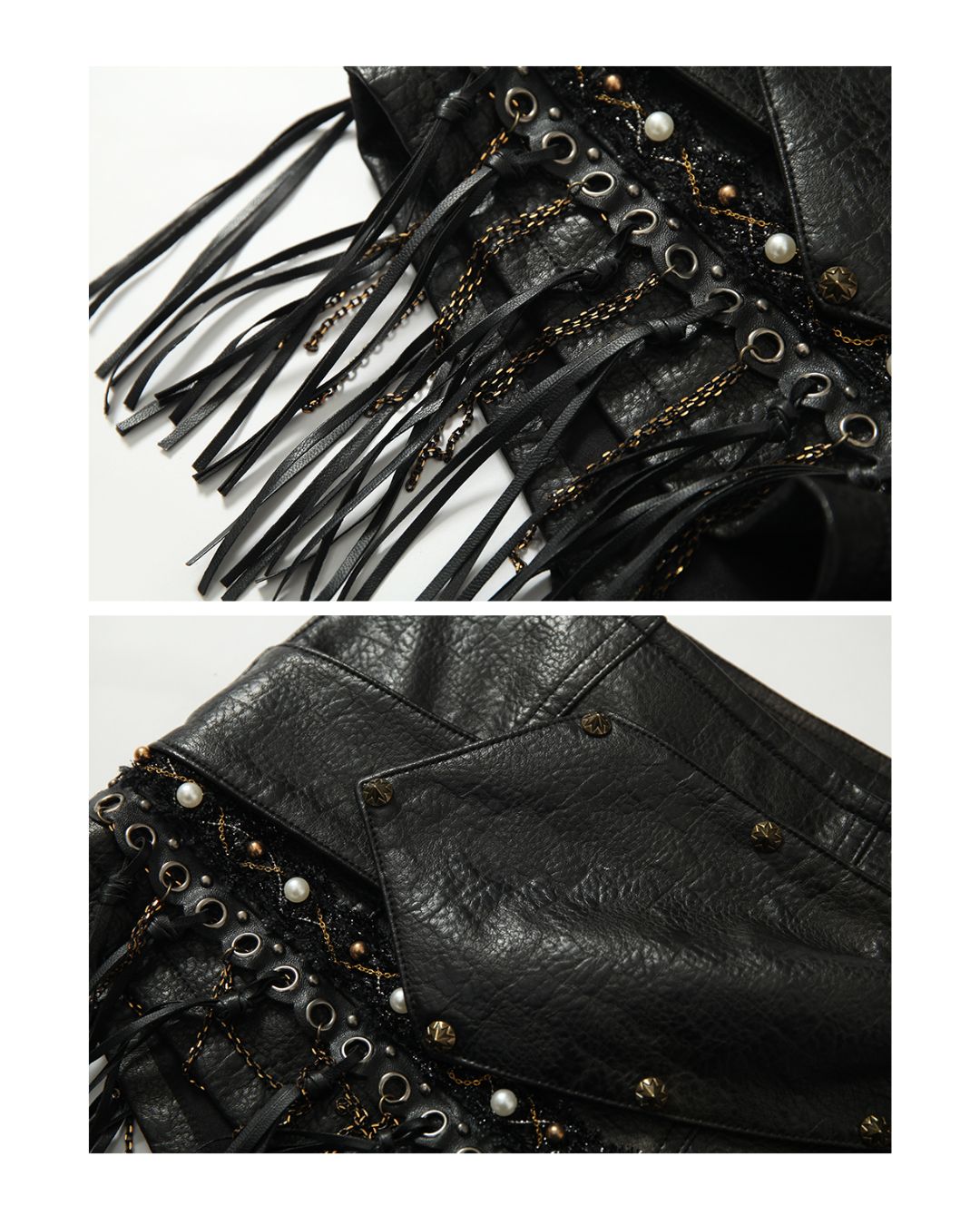 Leather Metal Fringe Hot Pants　BT030