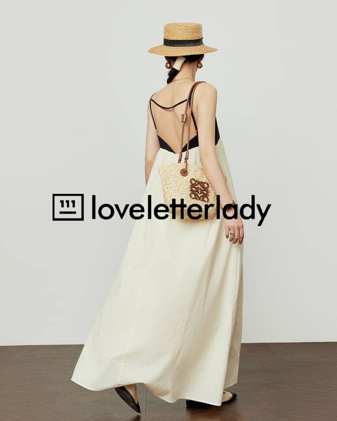 Contrast Color Backless Maxi Dress　DR052