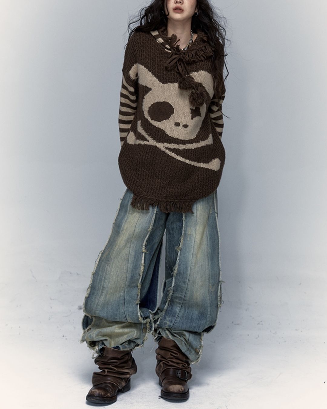 Skull Rabbit Hooded Knit　TP010